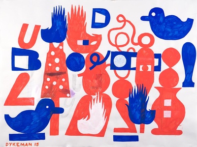 White Polka Dots, 2015, Acrylic on paper, 