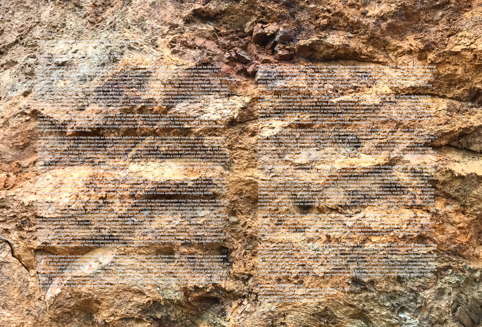 Life of clay, a short essay, 2019