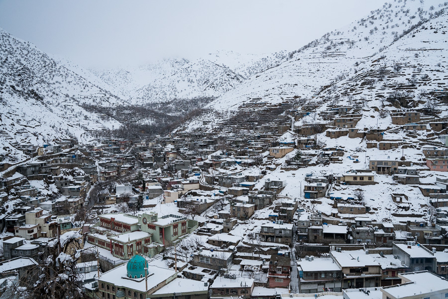 Tawela, Kurdistan, Irak, mars 2019. La r&eacute;gion de Hewraman est c&eacute;l&egrave;bre pour ses villages qui s'&eacute;talent en terrasse &agrave; flanc de montagne.