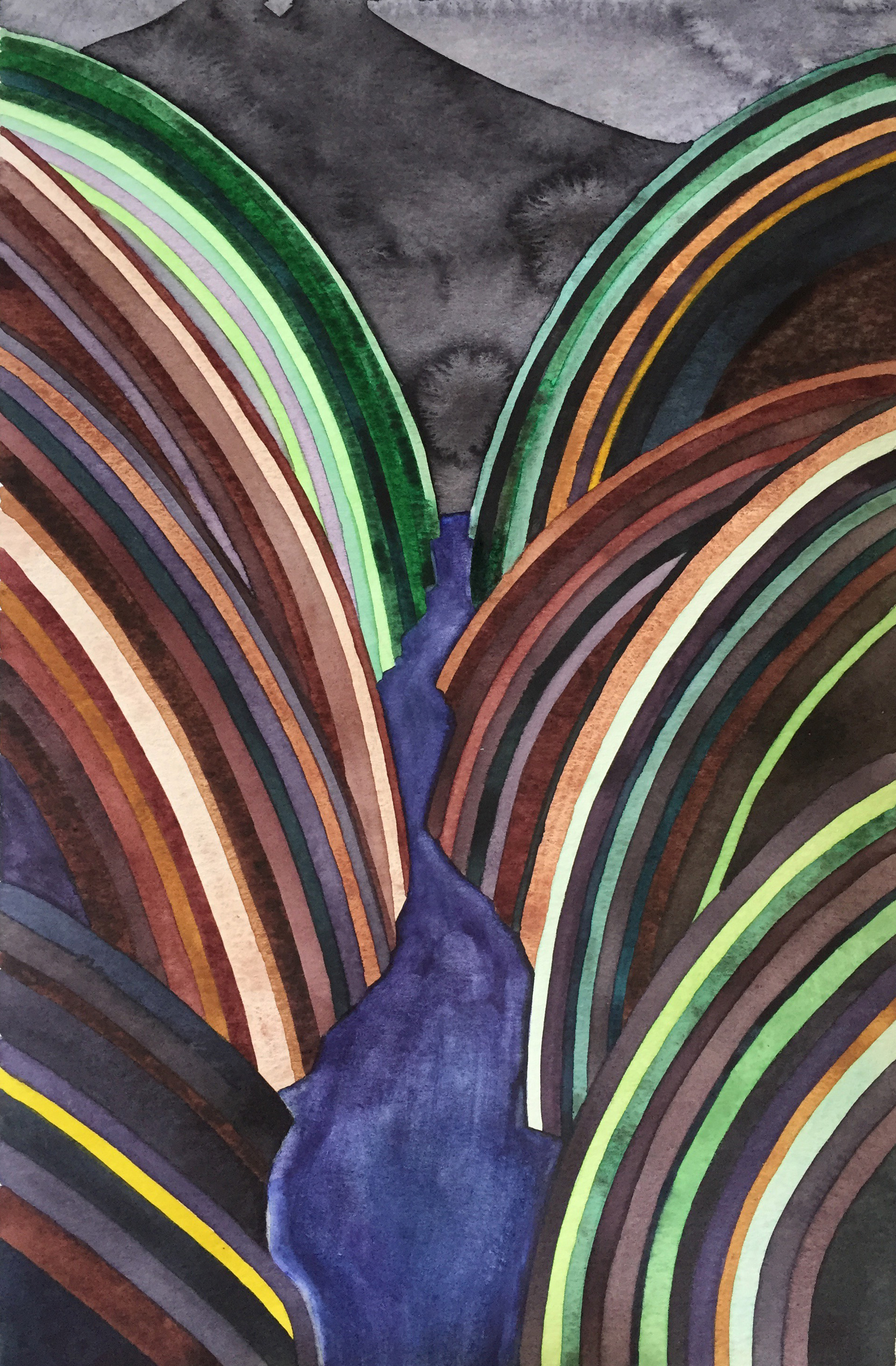 river. watercolor + ink on arches. 15 x 10 inches