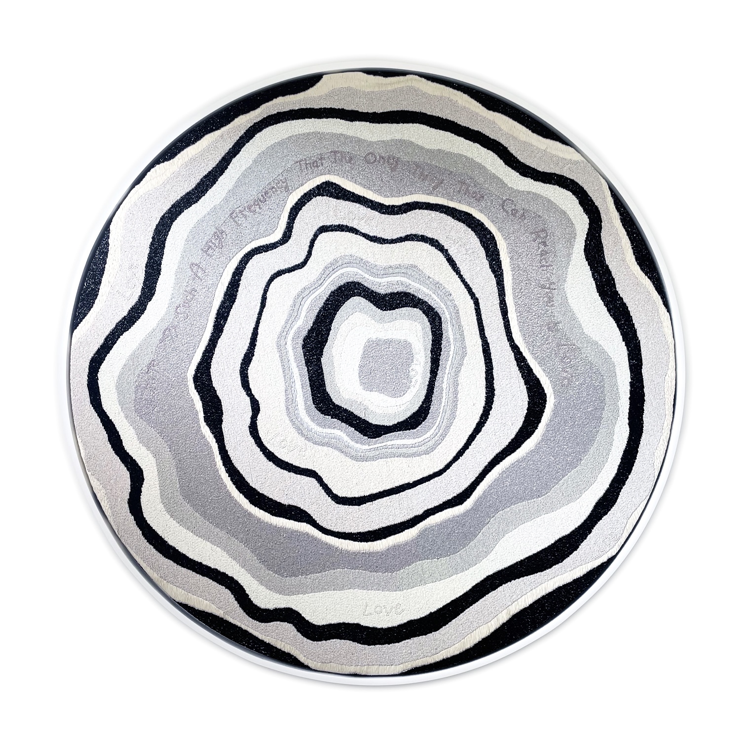 Vibrate At Such A High Frequency 2023Beads on canvas48 inch diameter (framed)