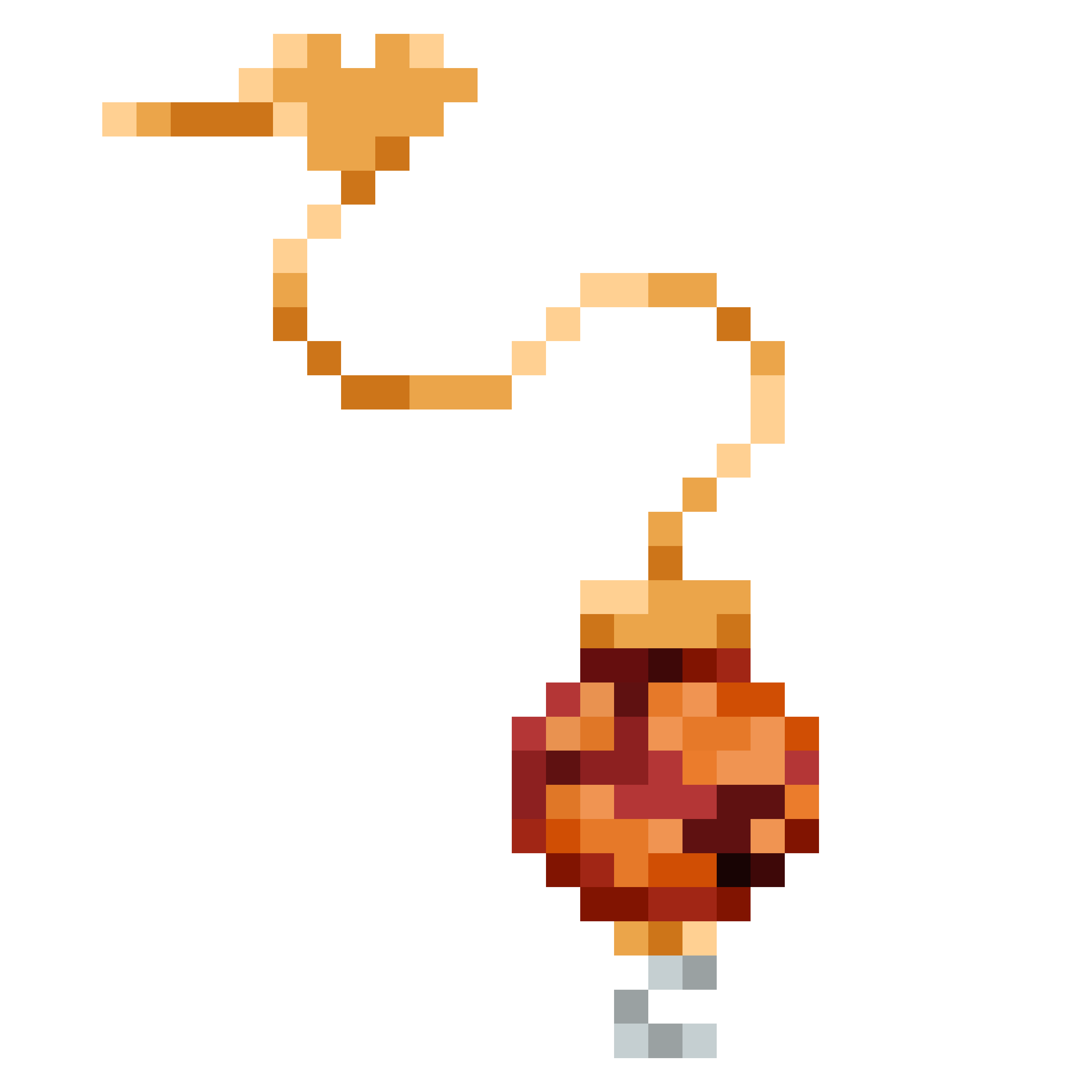 Mar 3 - Red Gold Pearl - A cute set of earrings made by Rosuraie. At the top connecting to the ear is a small golden heart. Dangling is a red sphere with gold foil and a small pearl beneath.