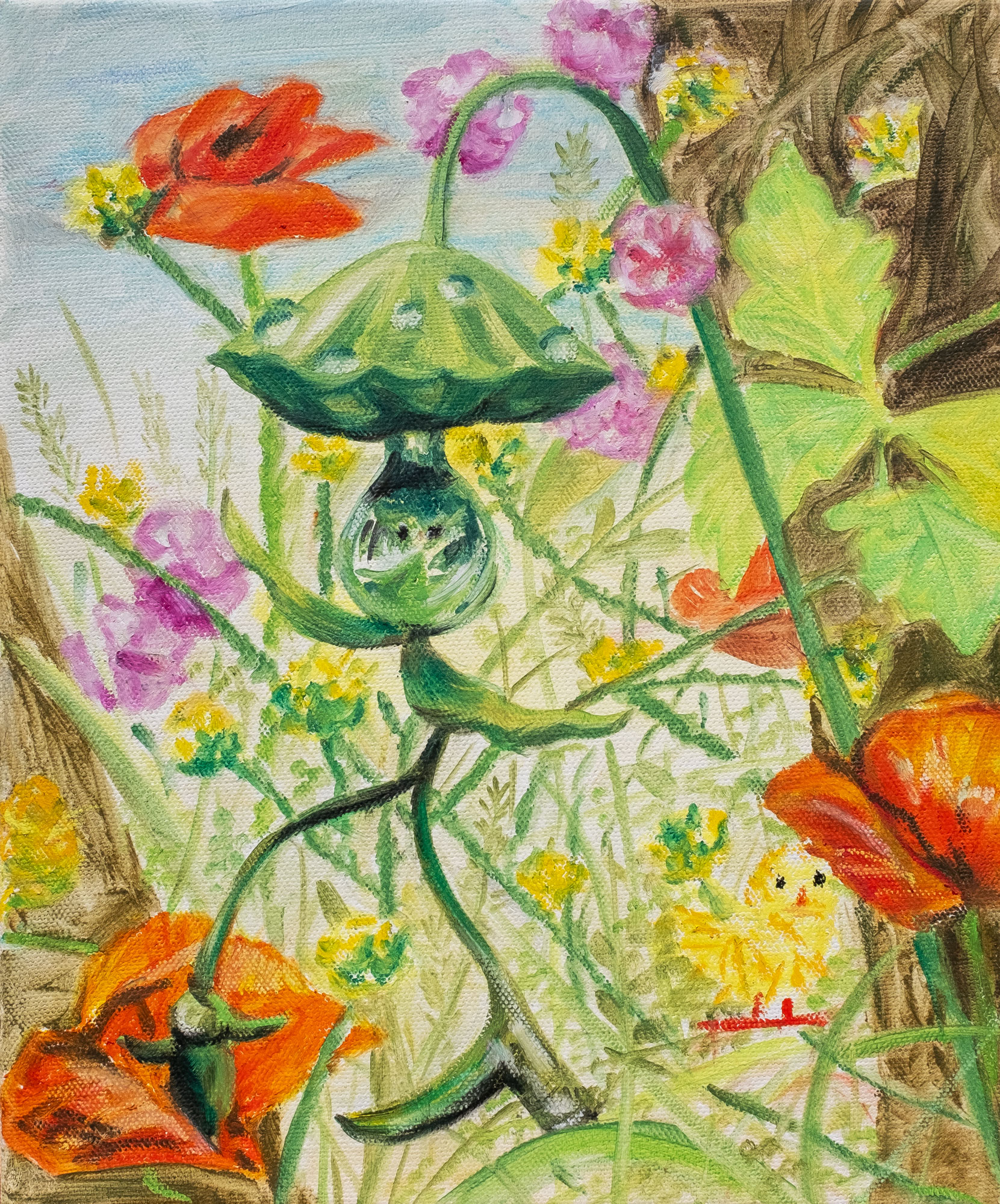 "Drop", 2025, oil pastel, 20 x 30 cm