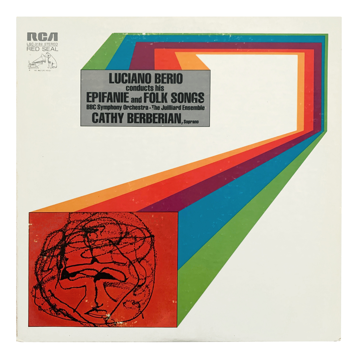 RCA Victor LSC 3189 Luciano Berio - Epifanie; Folk Songs BBC Symphony Orchestra / Juilliard Ensemble - Luciano Berio Cathy Berberian Design: Luciano Berio (artwork, portrait of Cathy Berberian)