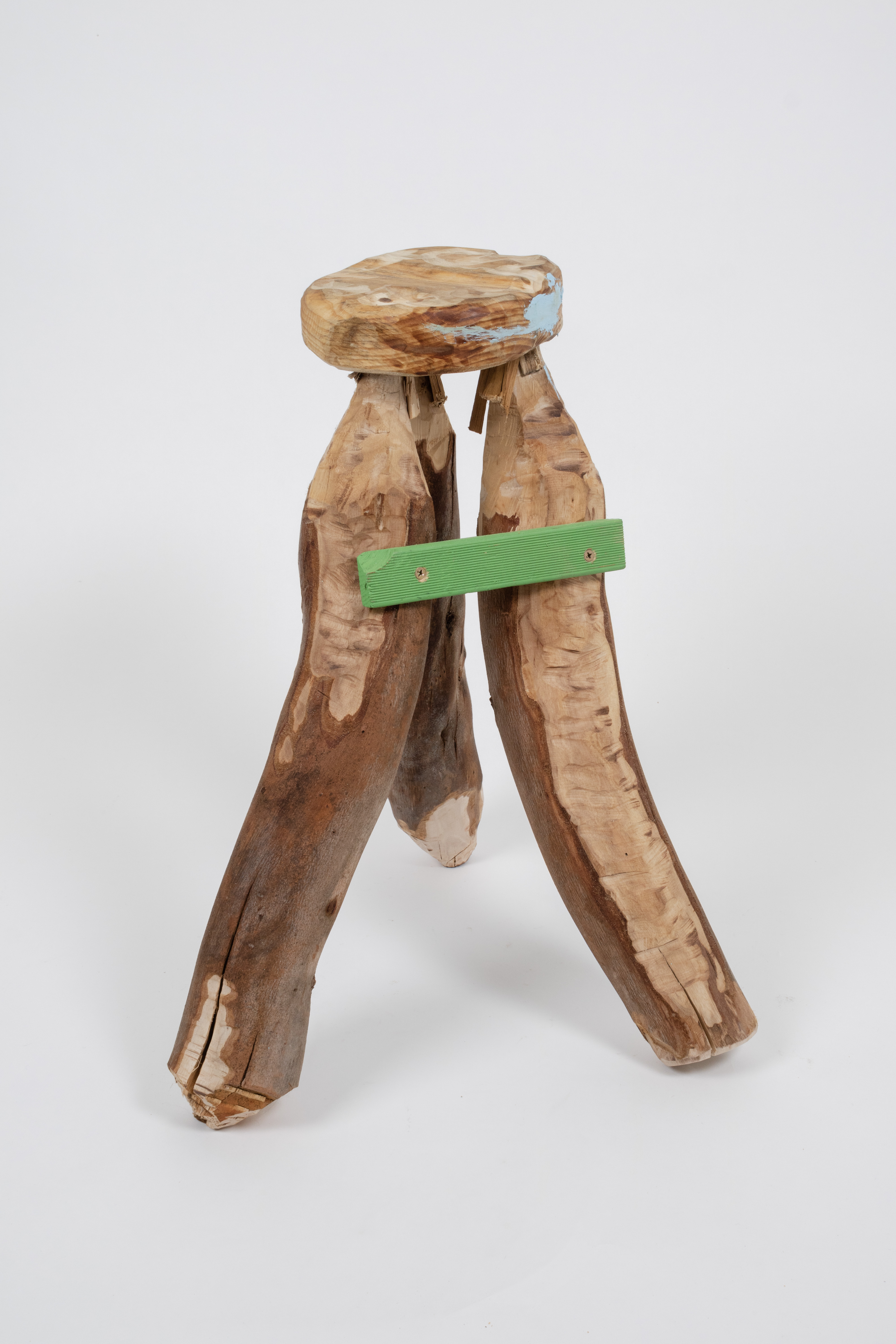 Stool #11, 2023, Paint on timber, finished with tung oil, (H) 53 x (W) 45 x (D) 42 cm