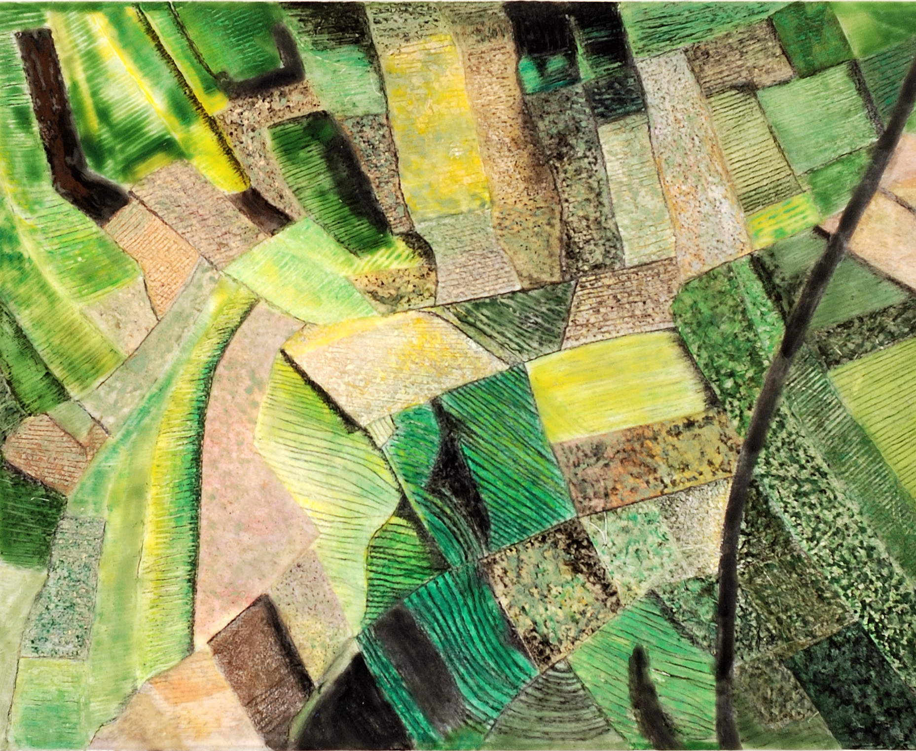 Aerial Fields, 2018, encaustic and mixed media, 8 x 10 inches