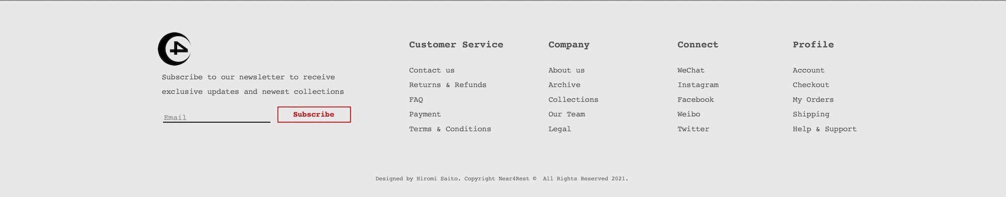 FOOTER CONTAINS ALL LEGAL PAGES, SOCIAL MEDIA LINKS, CONTACT INFORMATION, AND CUSTOMER SUPPORT.