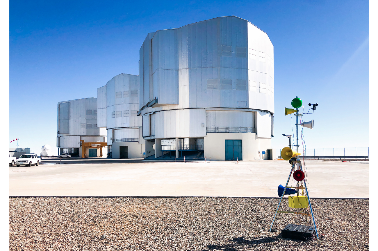 Nicole L'HuillierLa PARACANTORA en Paranal, 2019Digital photograph49 x 70 cmThanks to MIT Media Lab Opera of the Future group, Residencia Simetría (ESO, ALMA, CERN), Arts at CERN, Observatorio ALMA, Observatorio Paranal ESO and Corporación Chilena de Video y Artes Electrónicas (CCHV)