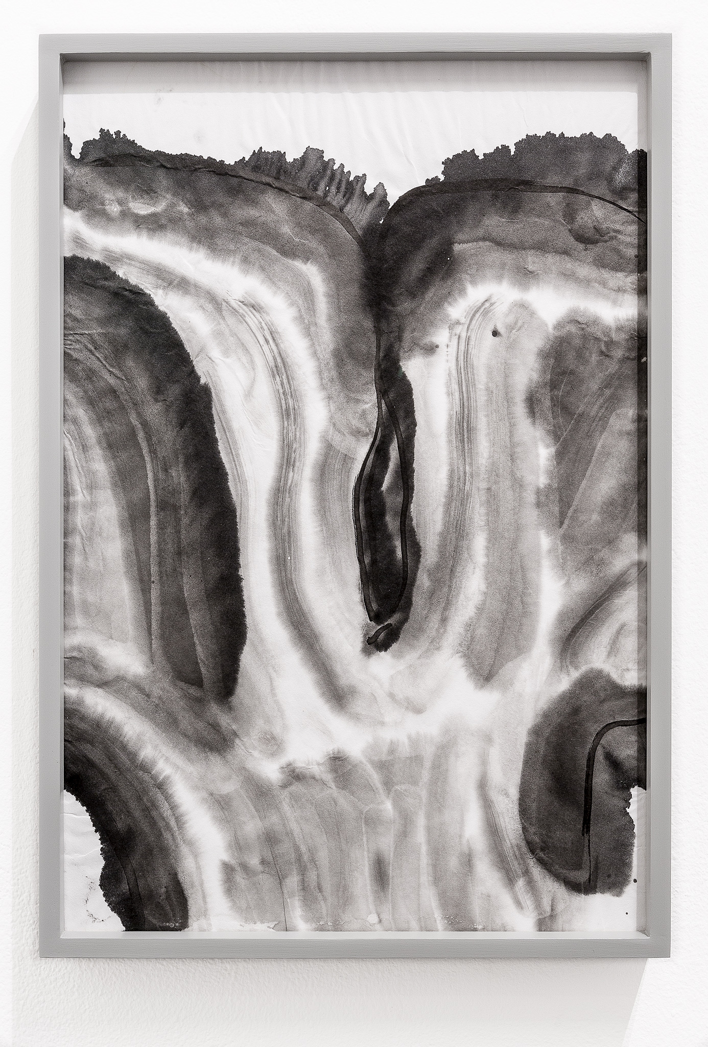 UNFOLDING THE FOLD #5, 2018, India ink on rice paper, 45X24 cm