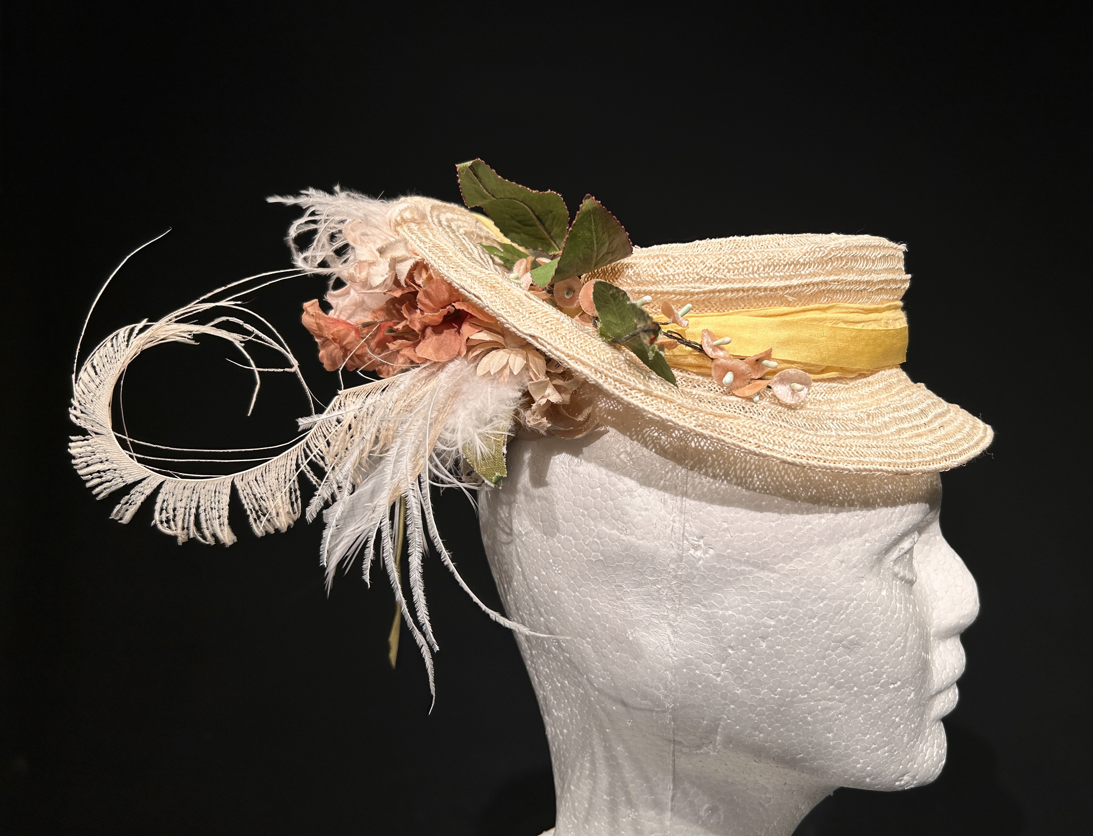 handsewn straw ribbon hat