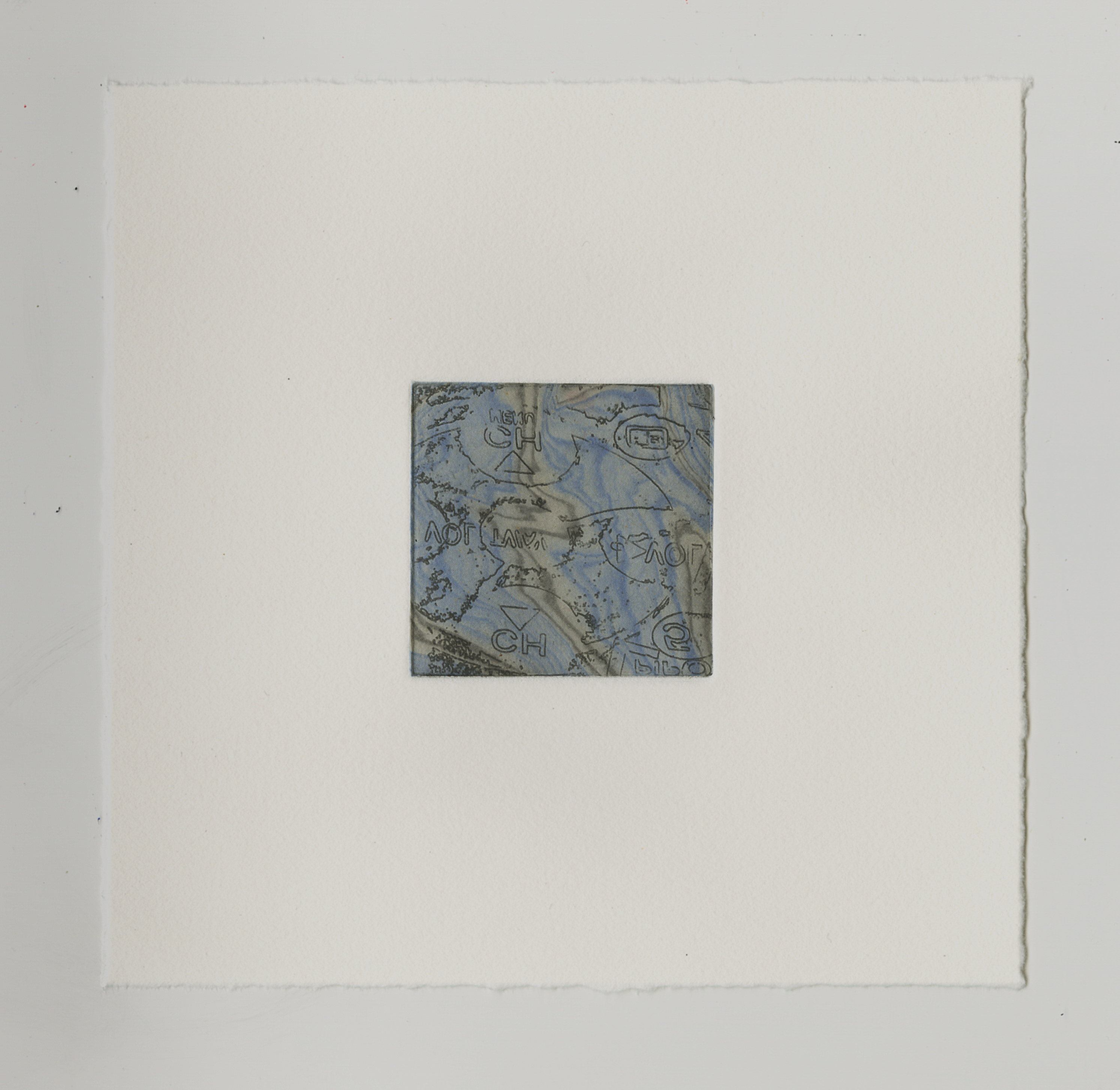 Itsy-Bitsy Teenie-Weenie, etching with chine collé, 2" x 2" (plate), 2025