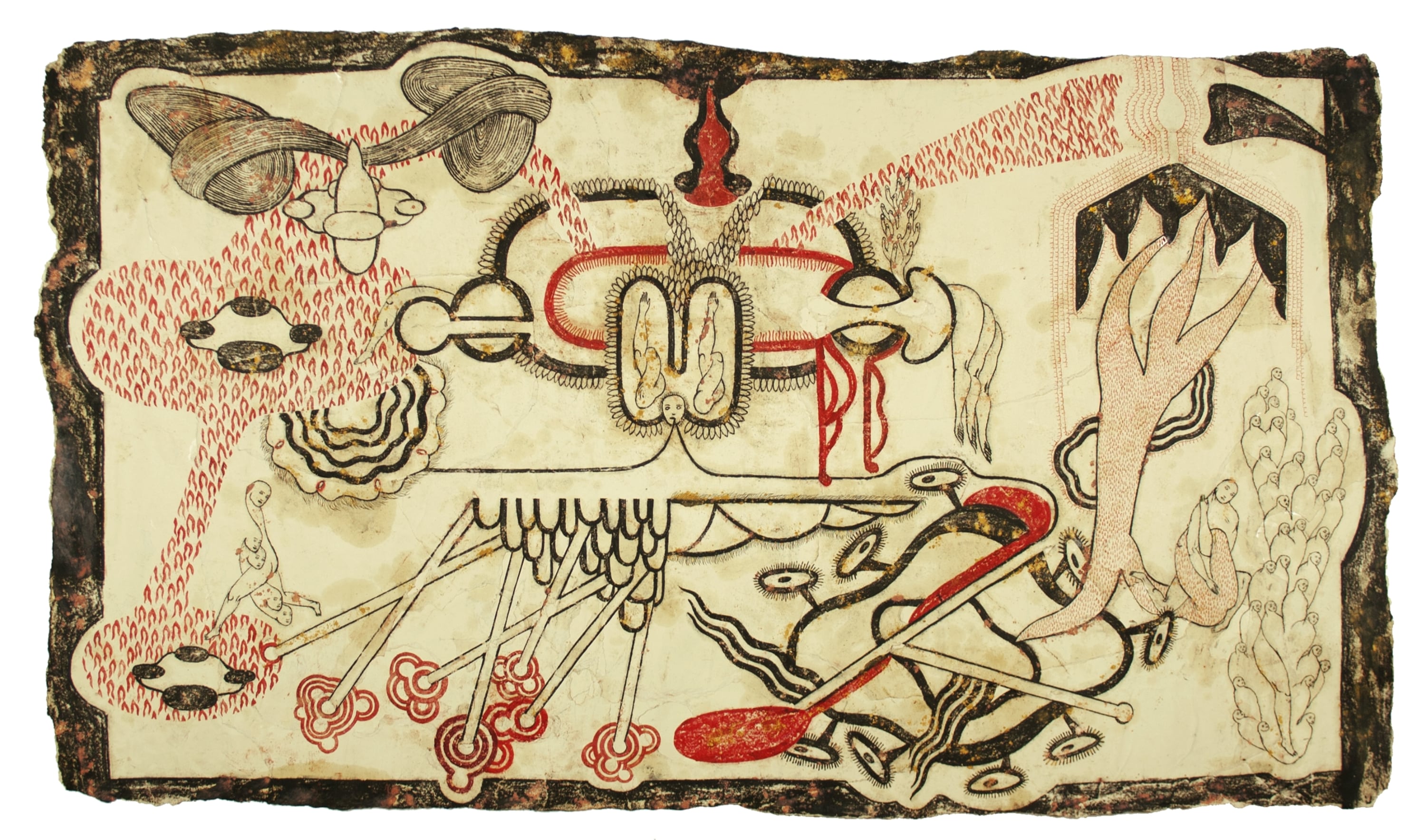 Alti contagi, 97x163 cm, technique mixte sur papier, 2019