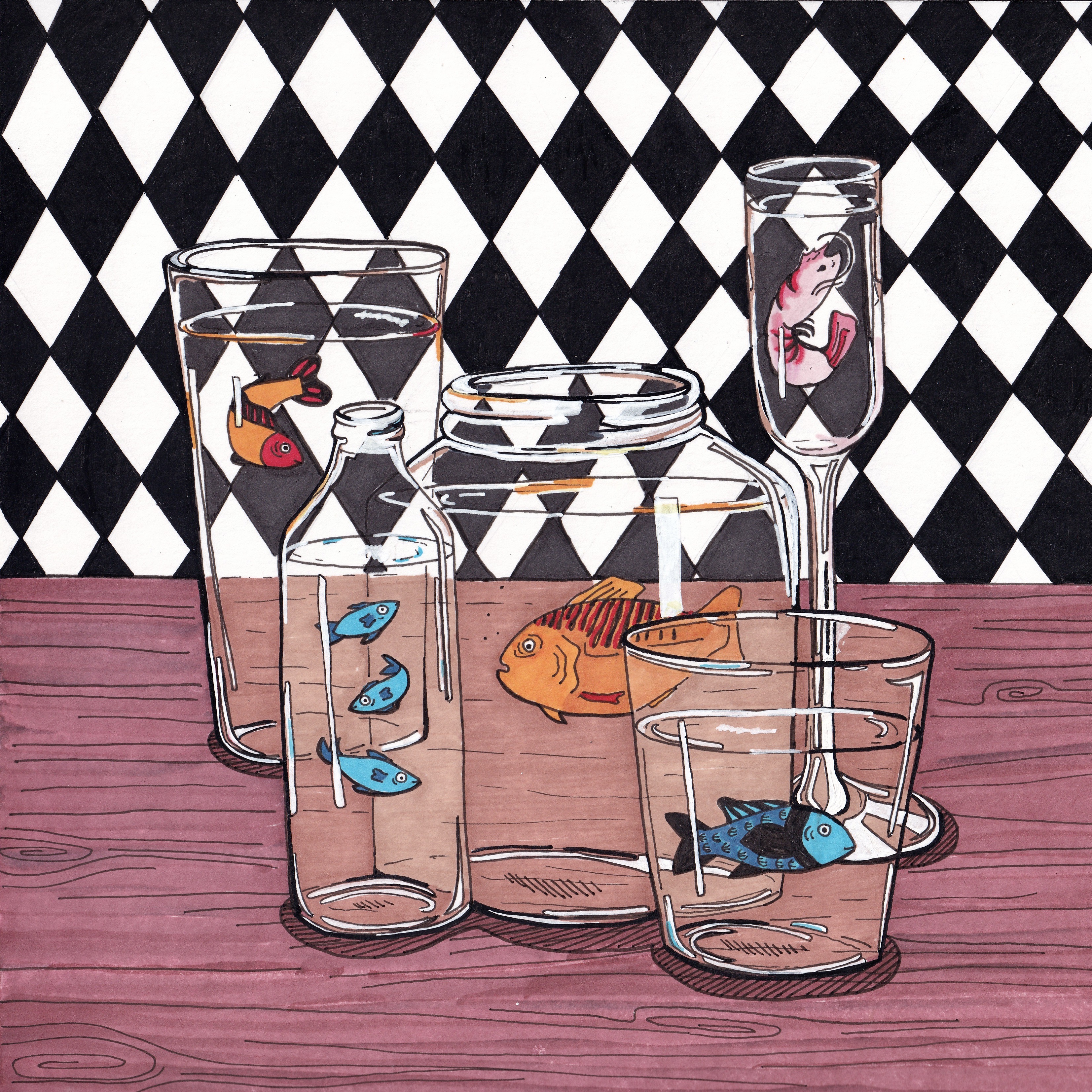 Untitled, Marker and Ink on Bristol, 2022.