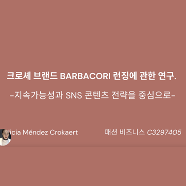 ALICIA MÉNDEZ CROKAERT - A study on the launch of crochet brand BARBACORI:Focusing on sustainability and SNS content strategy, 2024