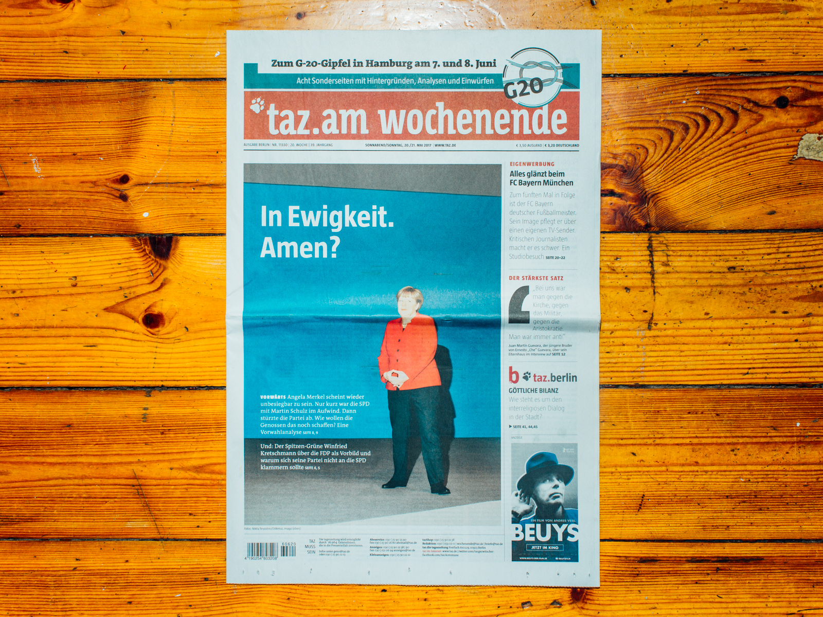 taz.Die Tageszeitung / Titelseite mit einem Portrait von Angela Merkel aus "Mother of Dragons", Mai 2017