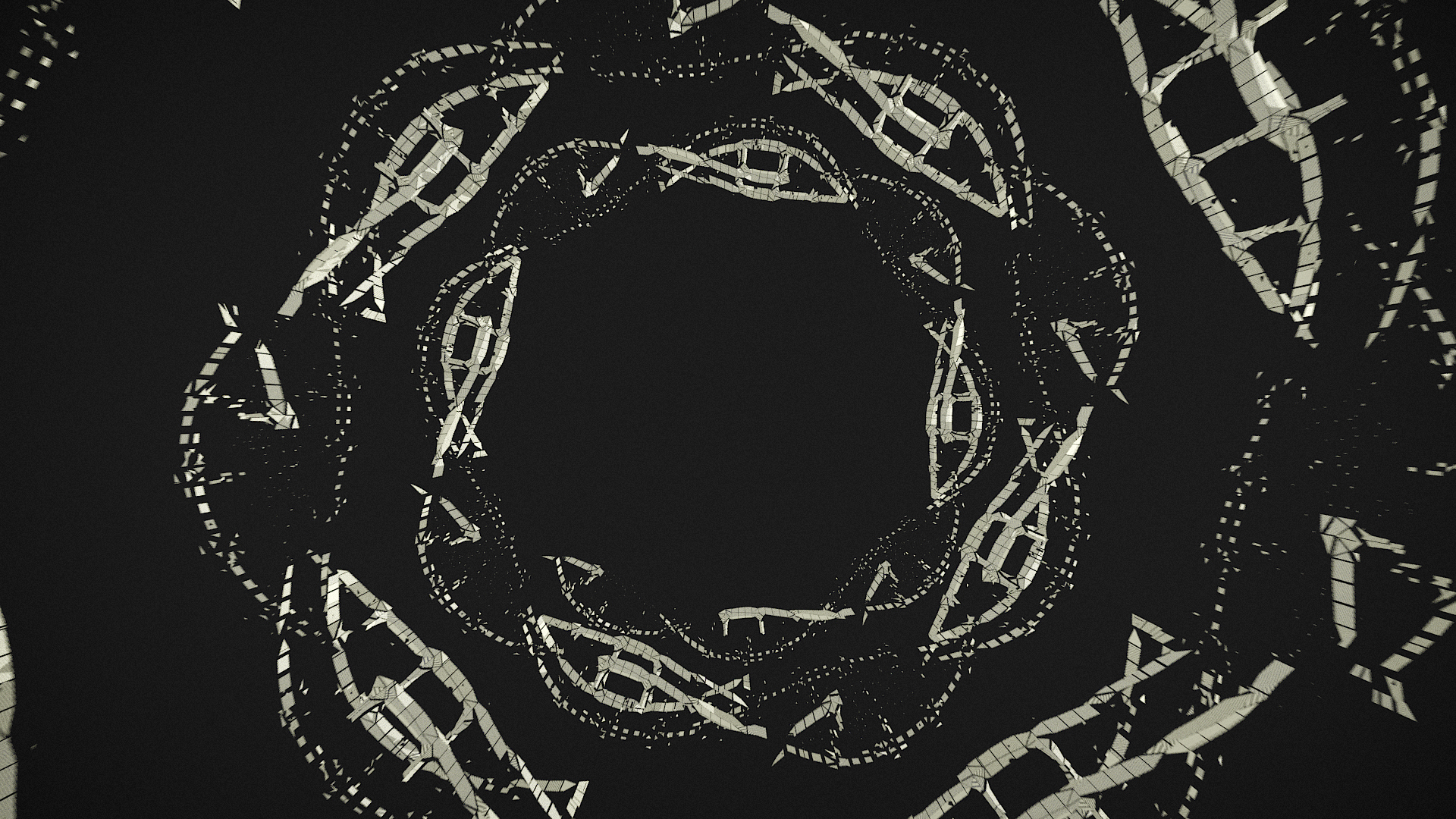 Video still from Hayflick Limit – cellular structures and scanlines