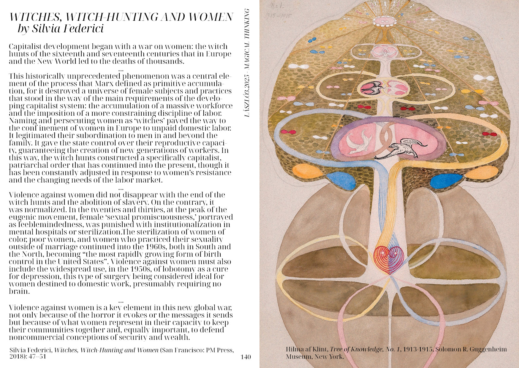 Silvia Federici, Witches, Witch-Hunting and Women, Hilma af Klint, Tree of Knowledge