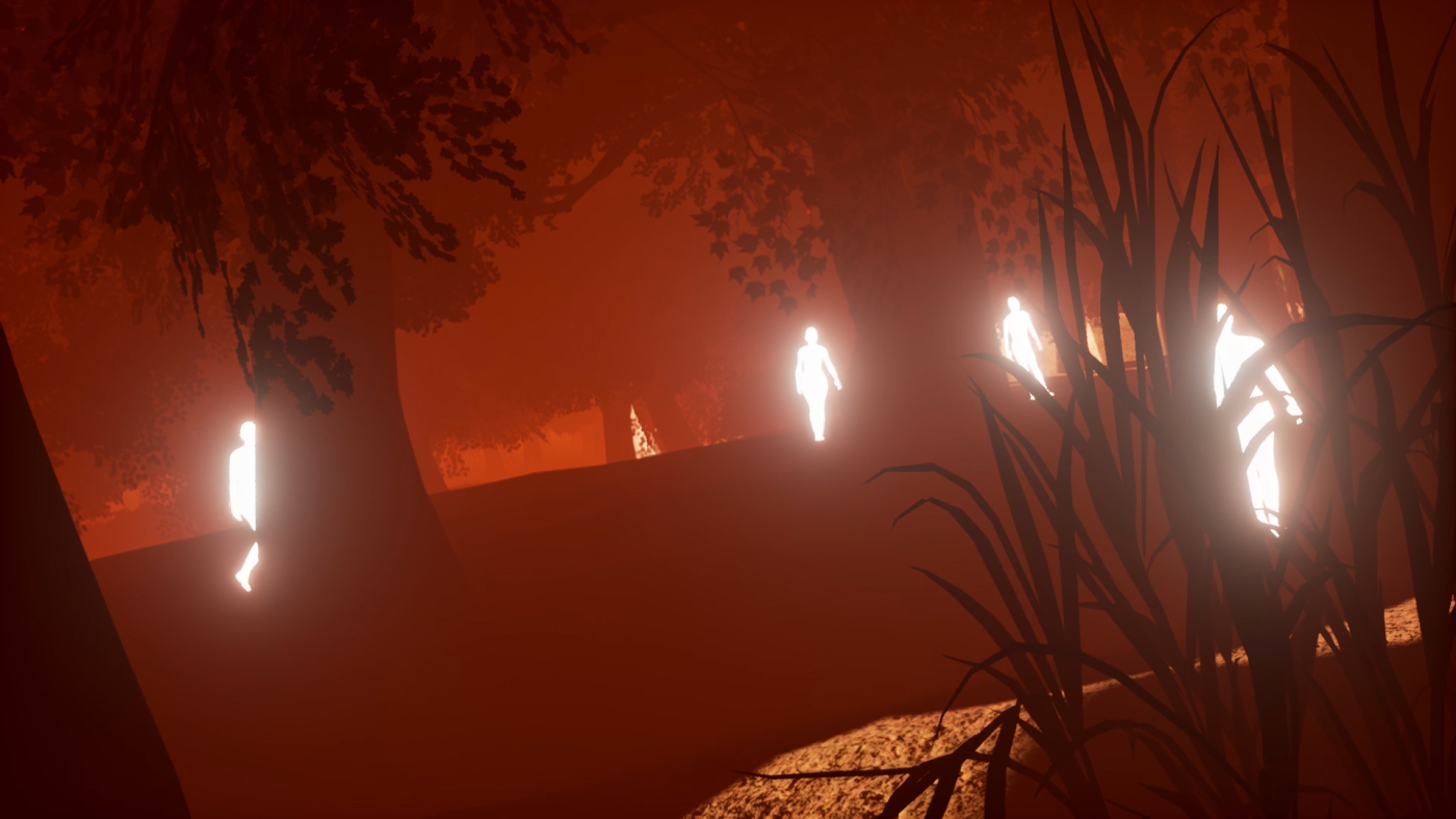 Please video still – silhouetted figure within volumetric light