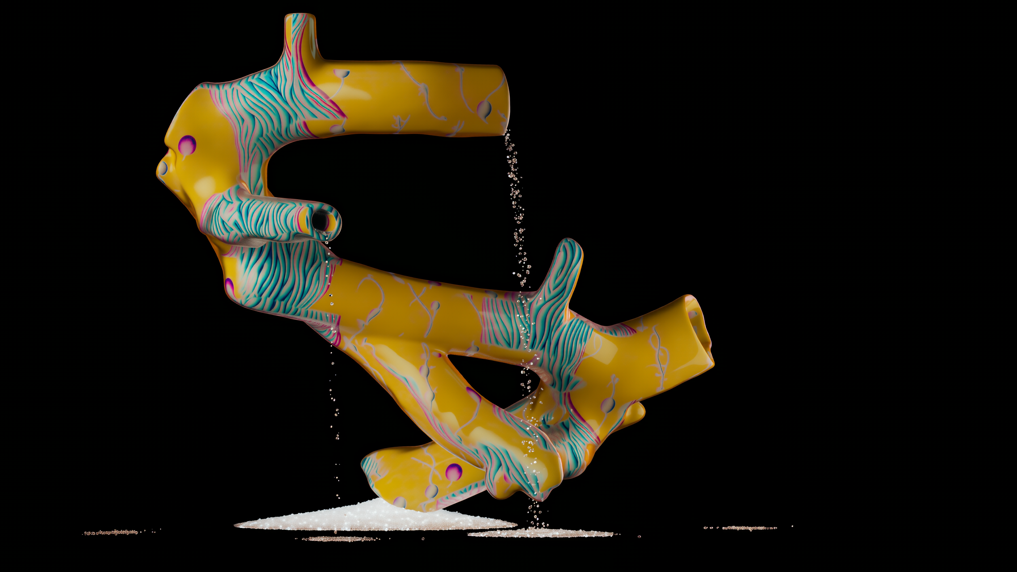 Synthetic plant and sand water study 02