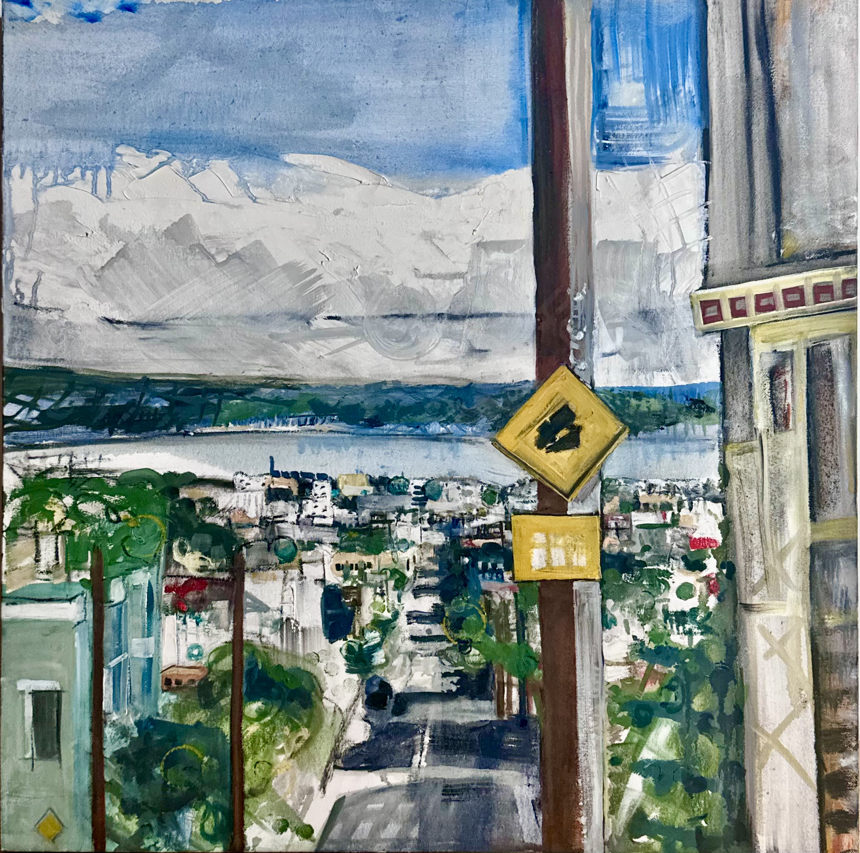 Mixed on canvas titled '17th Street' by Debra Walker