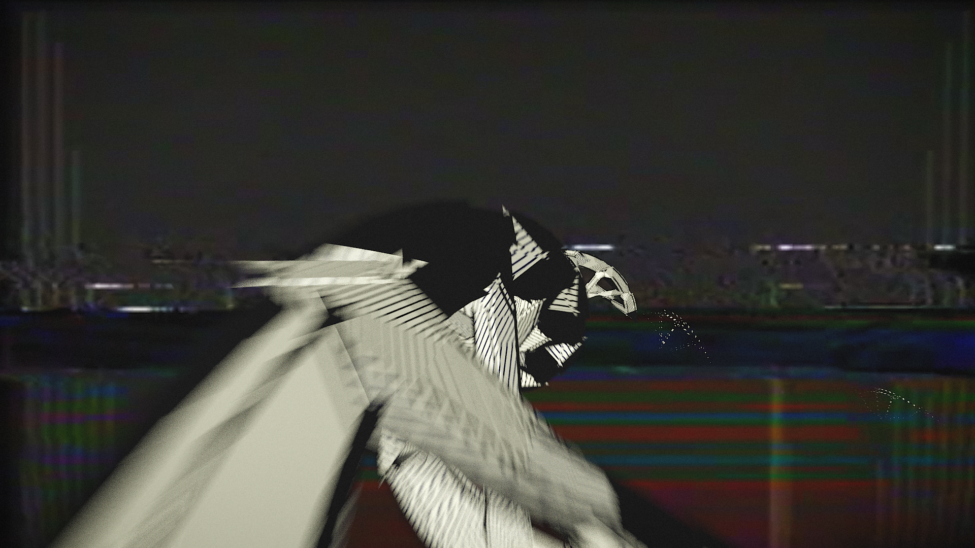 Video still from Hayflick Limit – layered VHS and 3D imagery