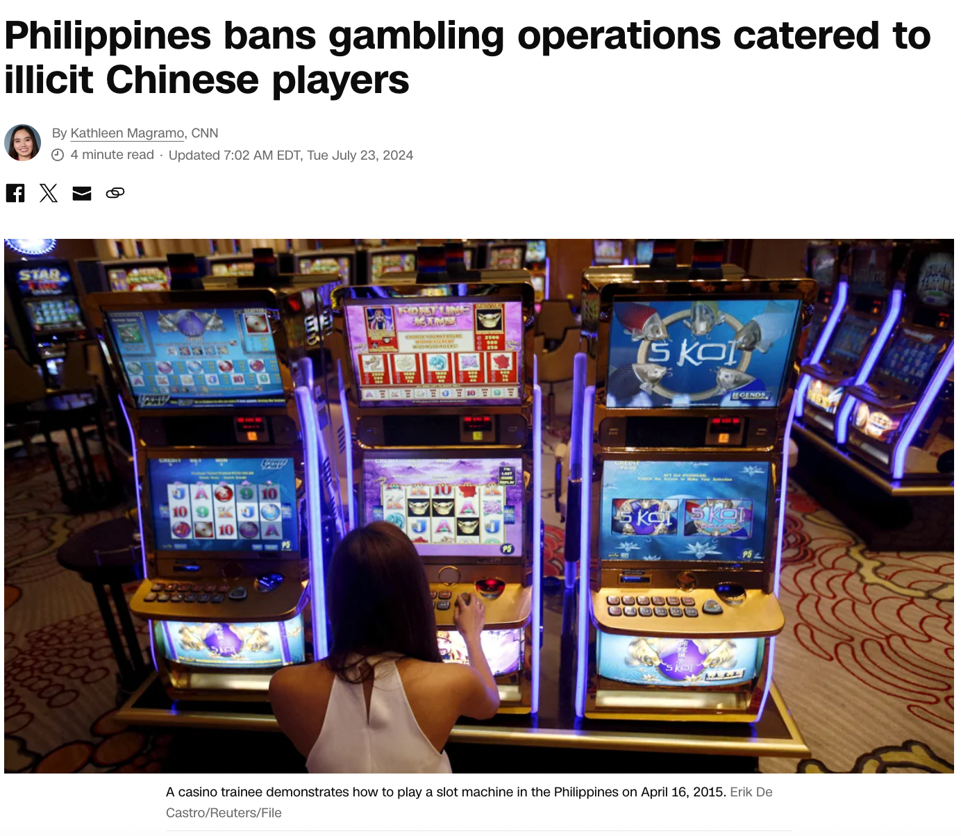 Read CNN: Philippines POGOs Ban Illegal Gambling