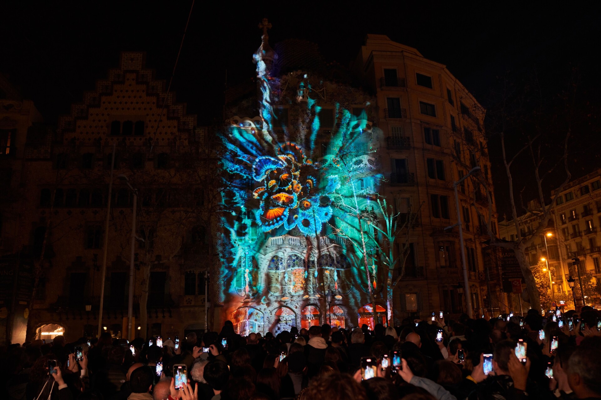 Structures of Being projection on Casa Batlló wideshot