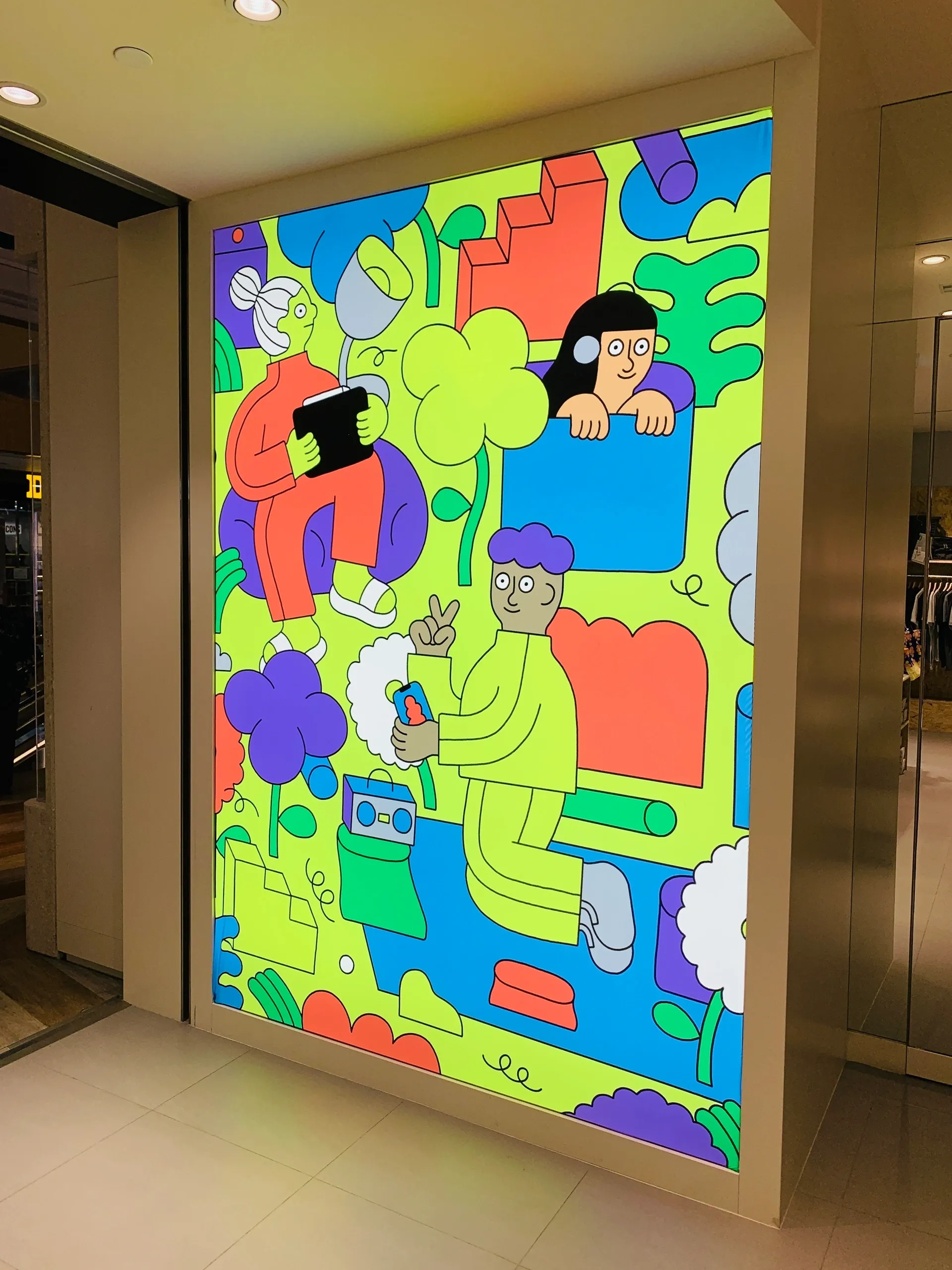 I was commissioned in 2021 by Urban28 and K11 Art Mall on a collab to make a series of illustrations to be displayed at their digital Pop-Ups at their local store and  some illustrations to be used for prints to be sold.