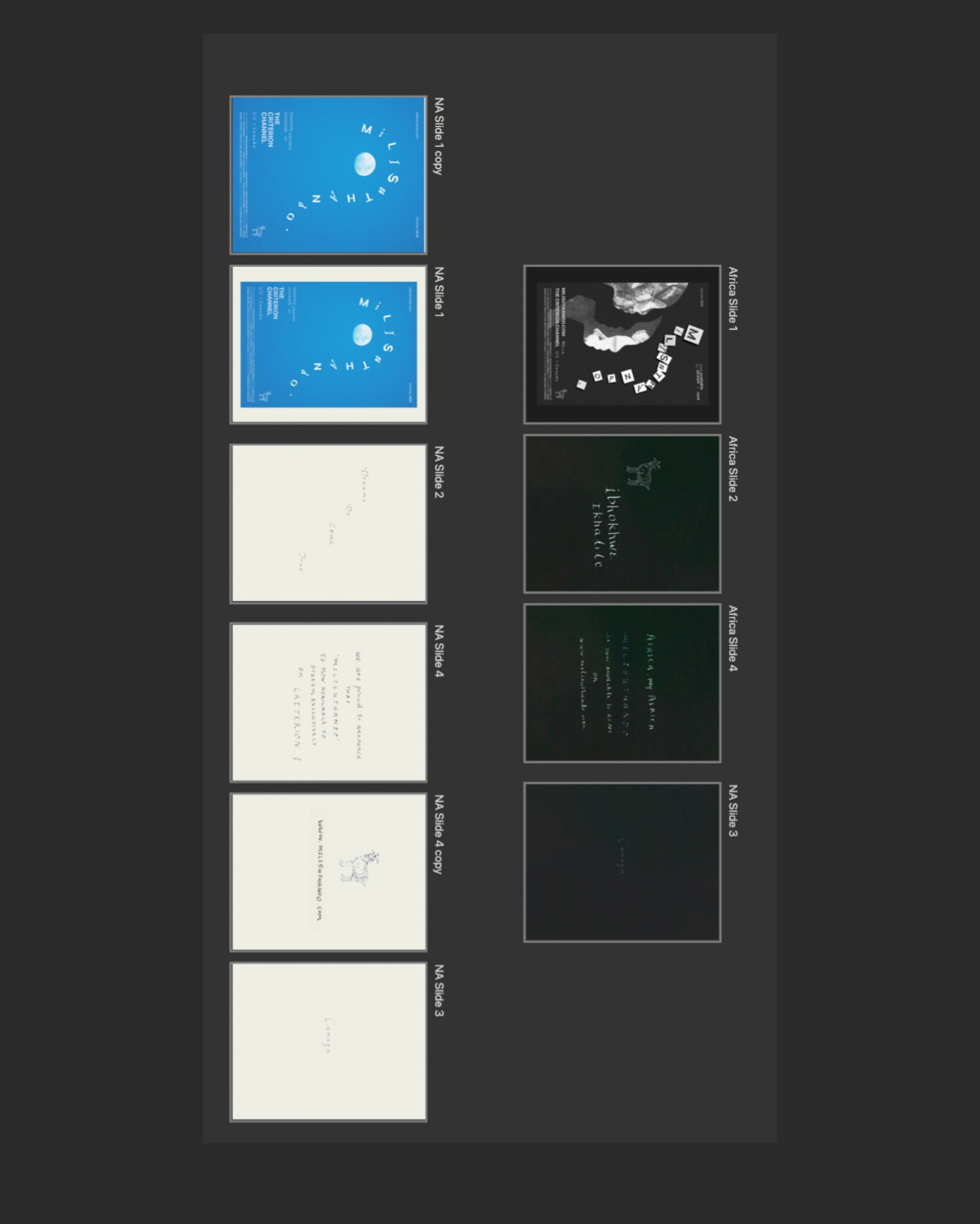 Collage of images on a grey background, staging the social posts for MILISUTHANDO.