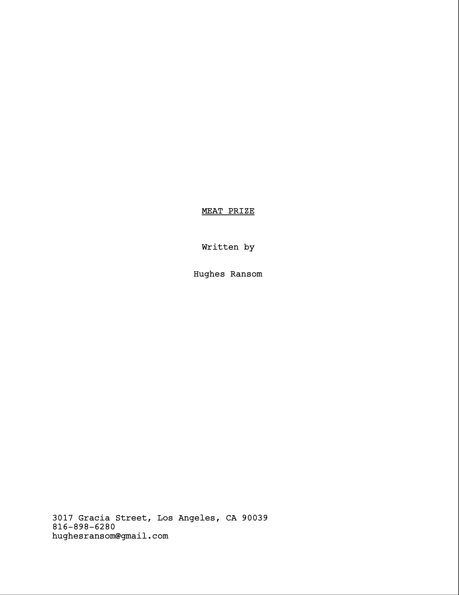 MEAT PRIZE Title Page
