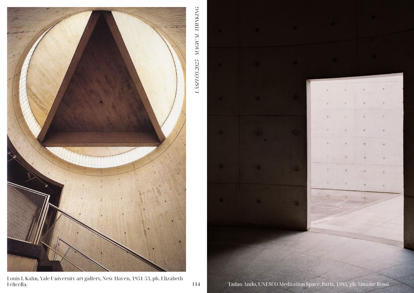 Louis I. Kahn, Yale University art gallery, Tadao Ando, UNESCO Meditation Space