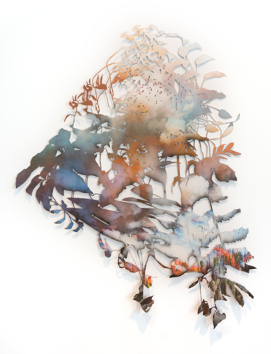 Inkjet and ink on hand cut paper titled 'Miasma' by Adriane Colburn