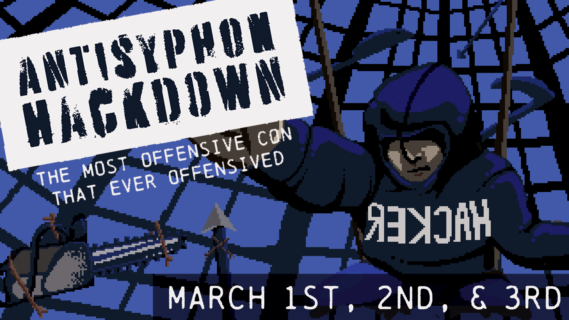a hacker fighting in a cage in an 8-bit illustration style