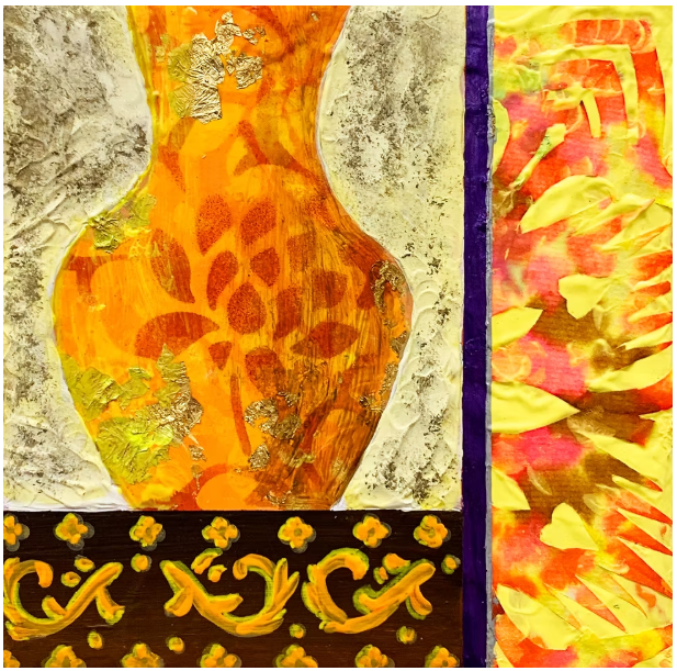 Chinese ink and mixed media titled 'Before and After, Cloud and Dragon Pattern Meiping Vase' by Jennifer Boyuan Han