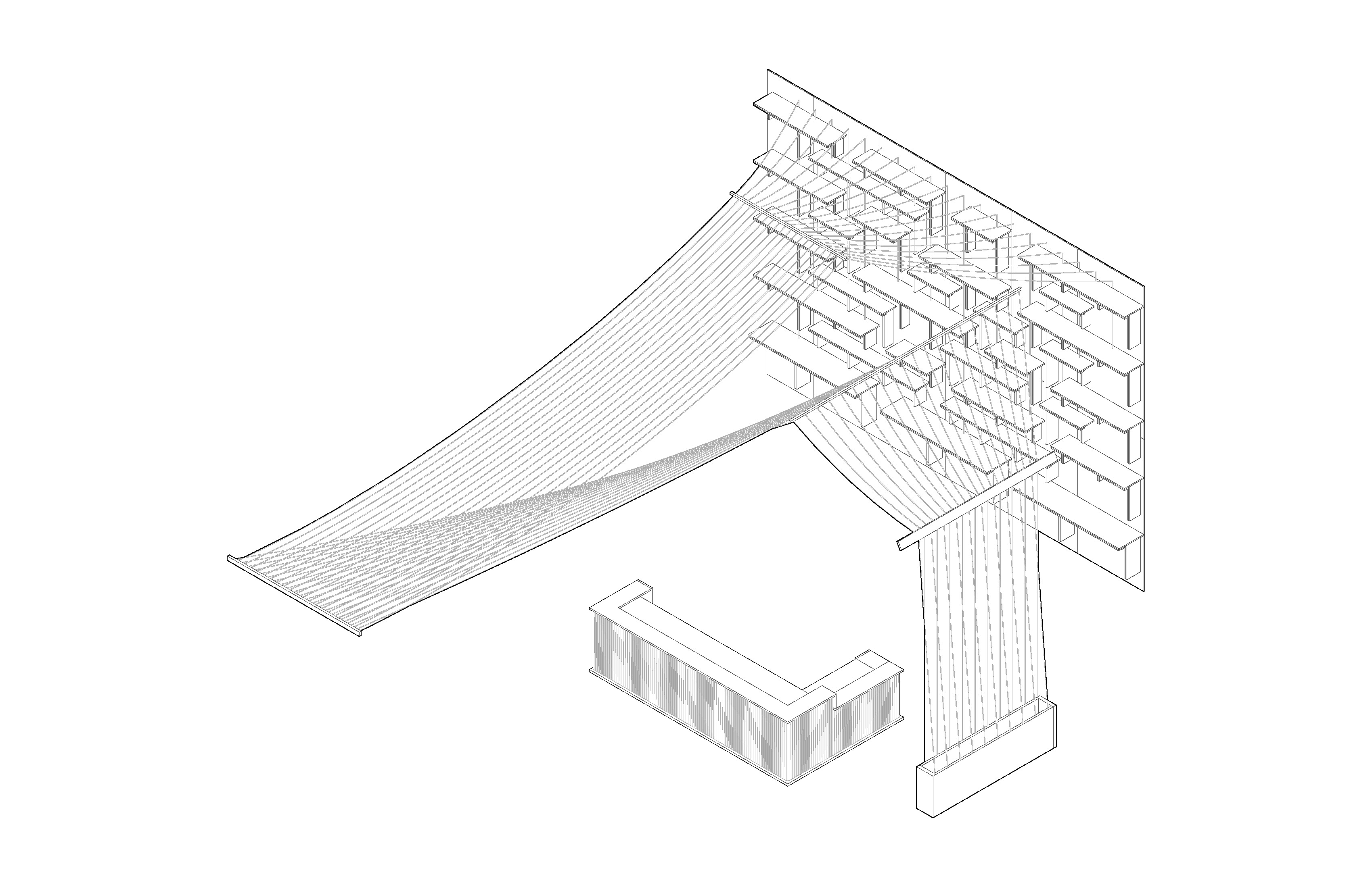 Front Desk, Planter Box, and Display Wall