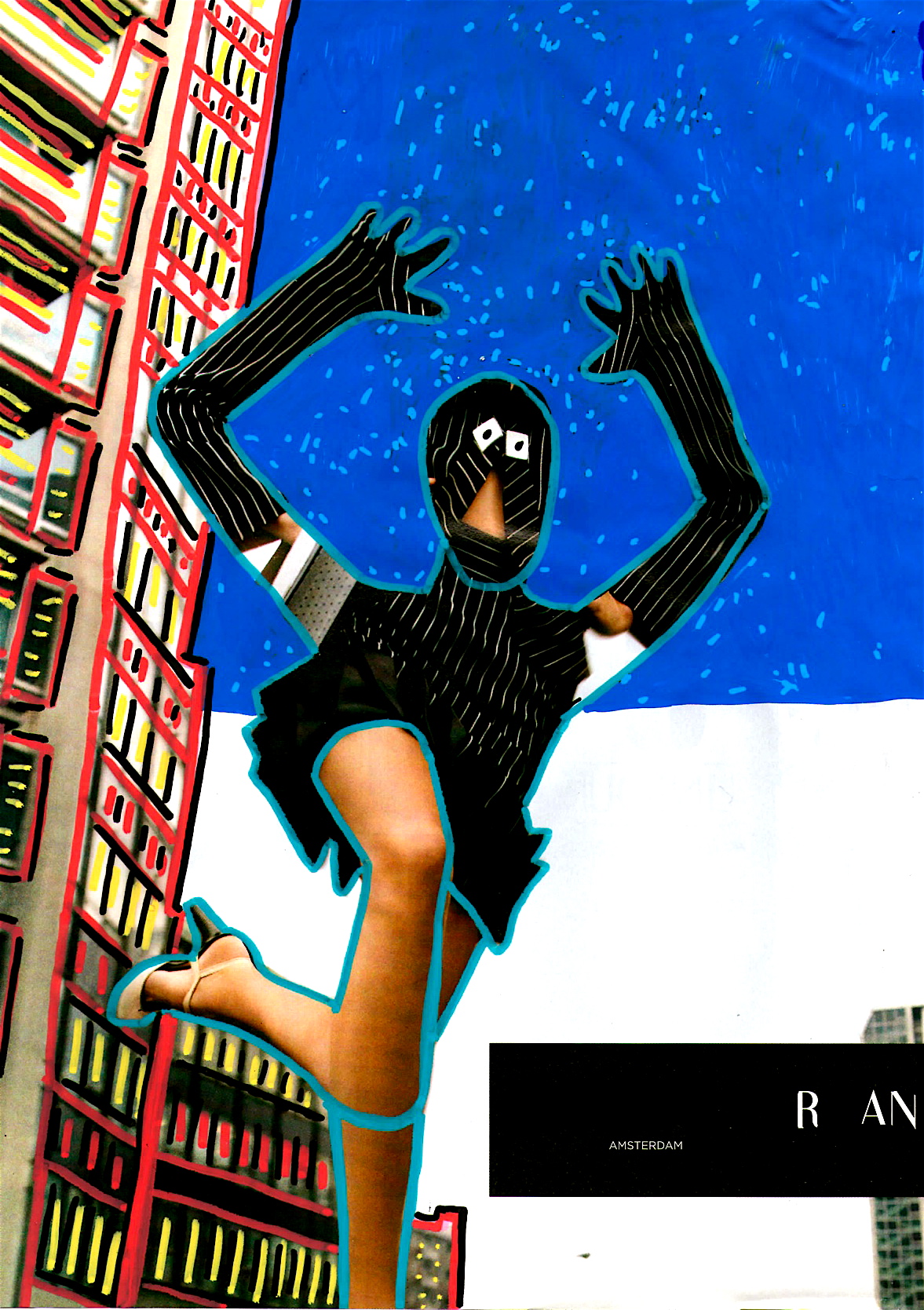 Amsterdam Ran, acrylic on magazine paper, A4