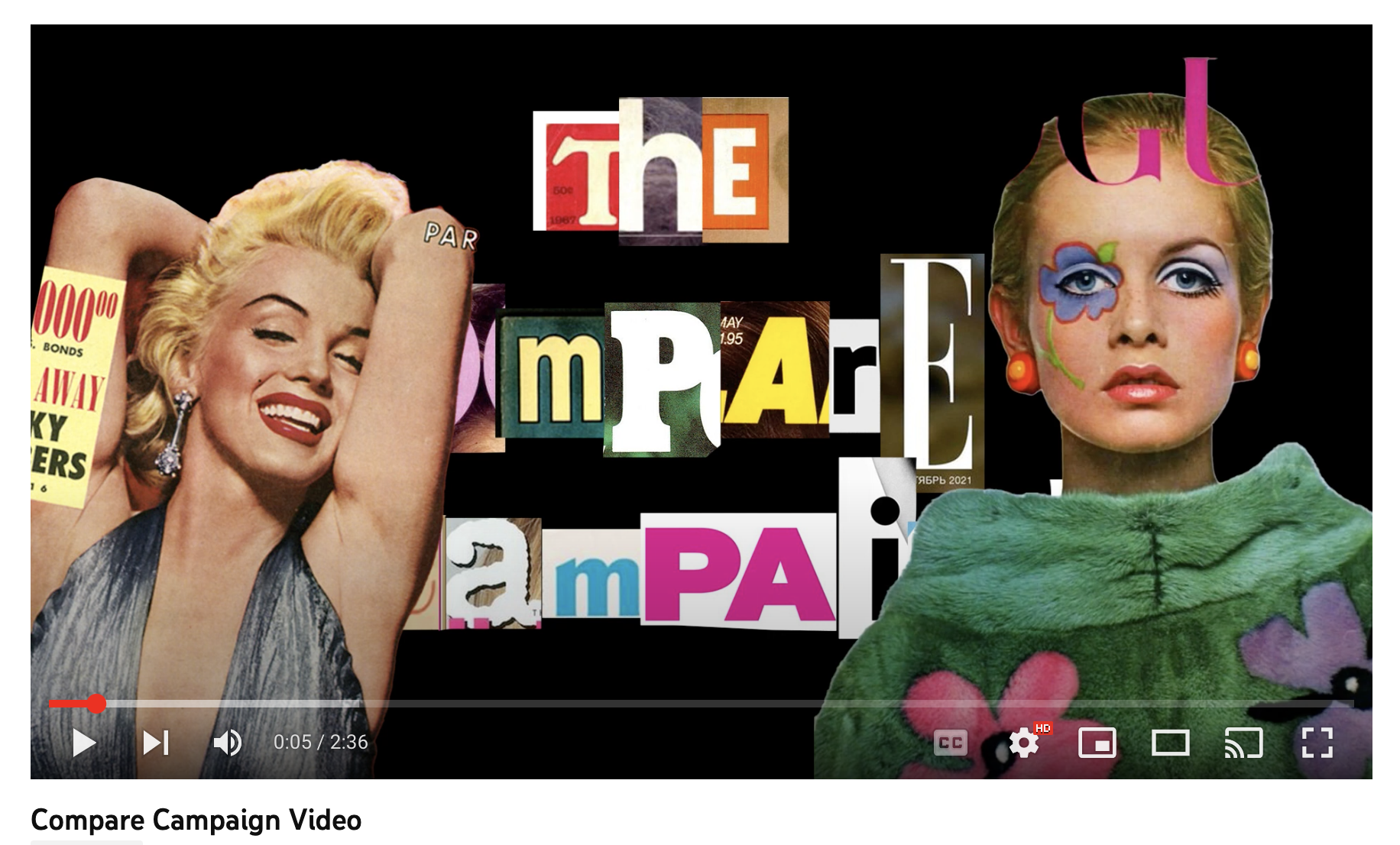 Promotion video for The Compare Campaign, a quick look at the beauty standard in media over the decades.