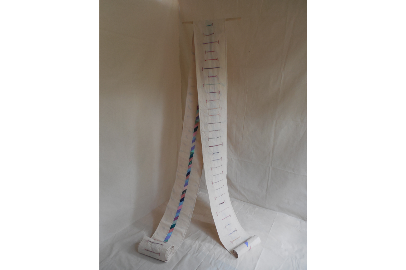 Valentina Lola MoralesDiario Temporal, 2020Cording, embroidery and patchwork700 x 30 cm