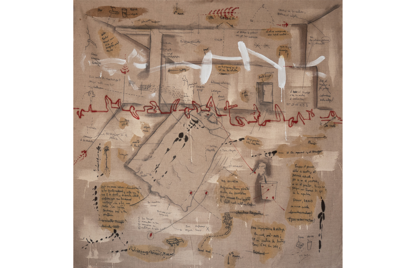 Jorge TaclaPan y Agua, 1988Oleo, grafito, cloro y oleopasto sobre lino132 x 132 cm