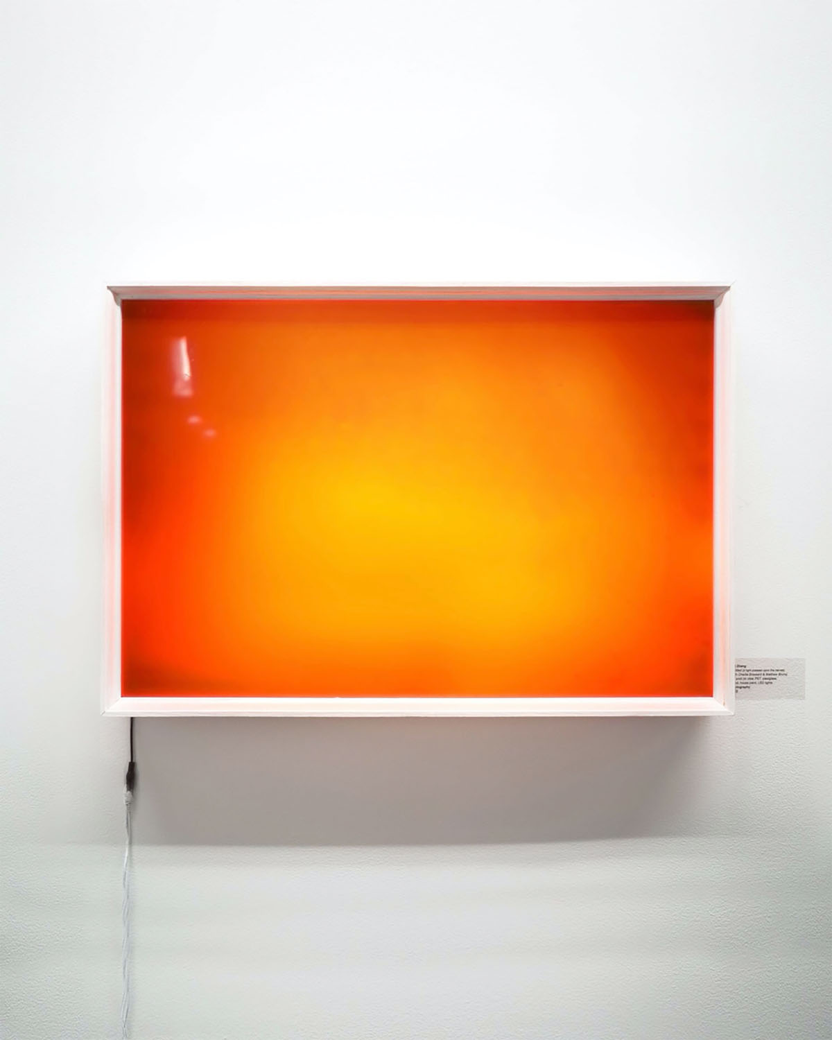 Untitled (a light pressed upon the nerves) (with Charlie Brassard and Matthew Bruns)UV print on clear PET, wood, plexiglass, LED lights), 30" x 20", 2021