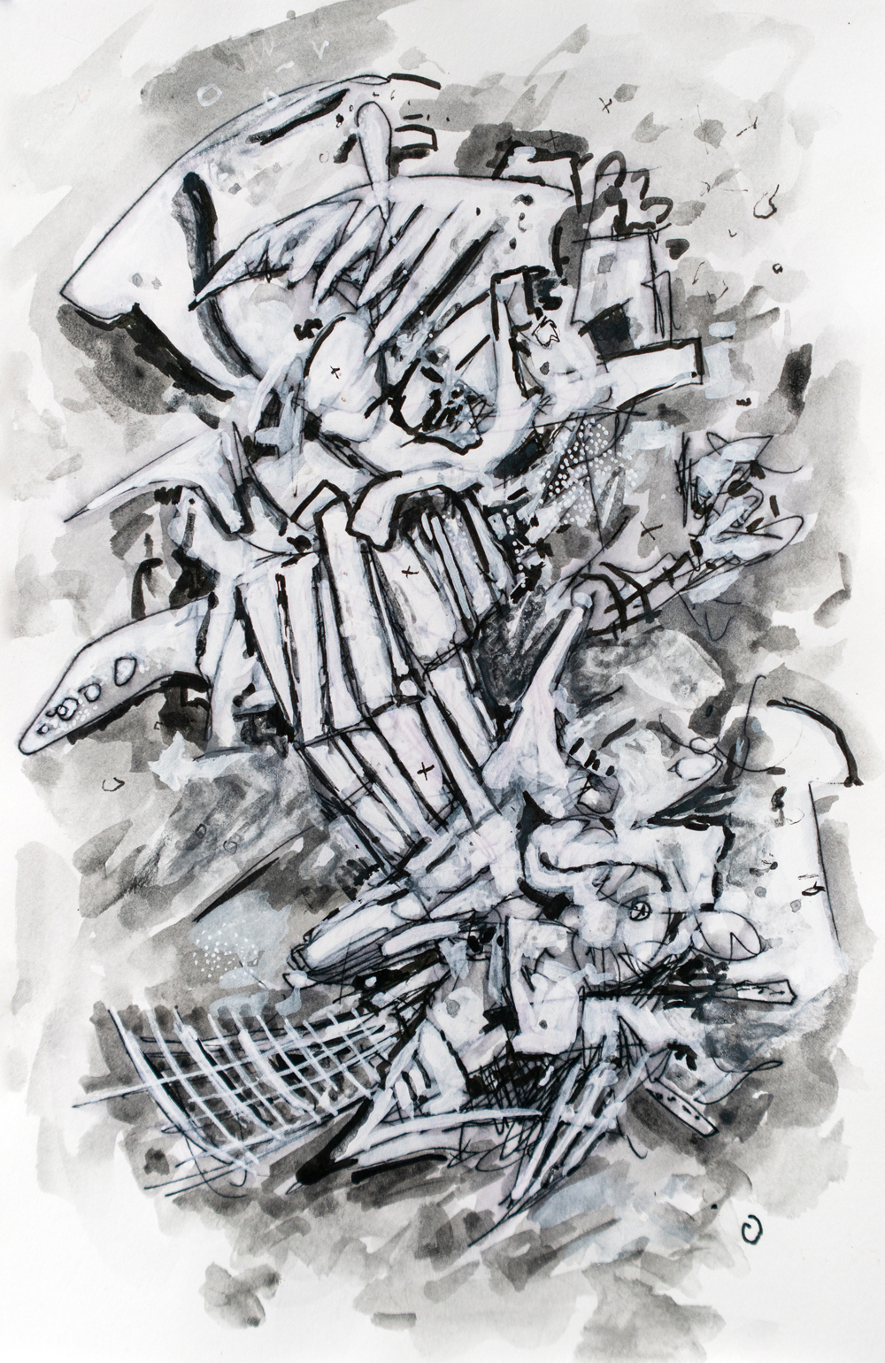 Untitled, 2022, gouache, acrylic, ink, graphite on paper, 7 x 10 inches