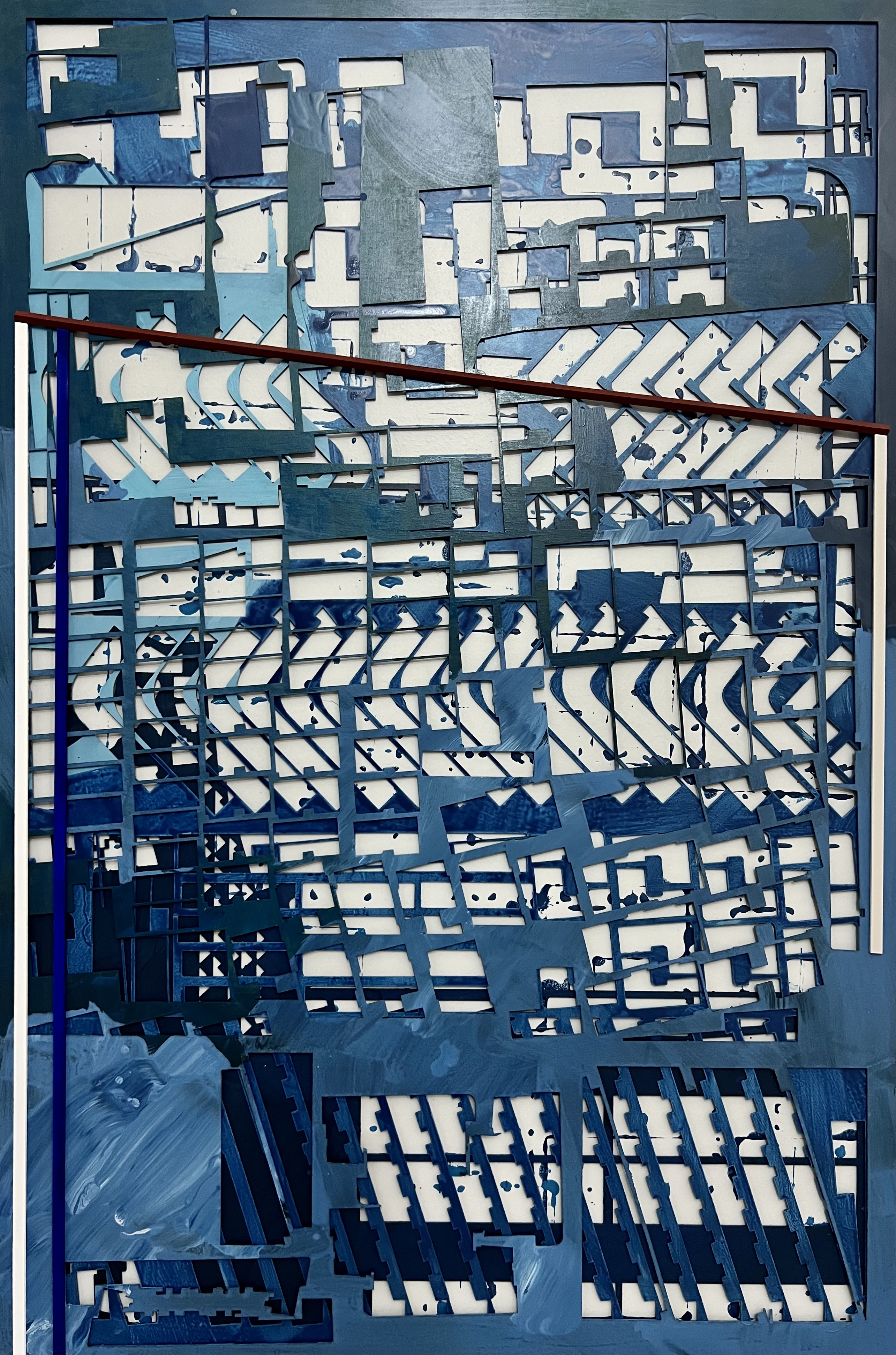 “Overlap Construction” 2022 Mixed Media on Wood 121x80x2,5 cm