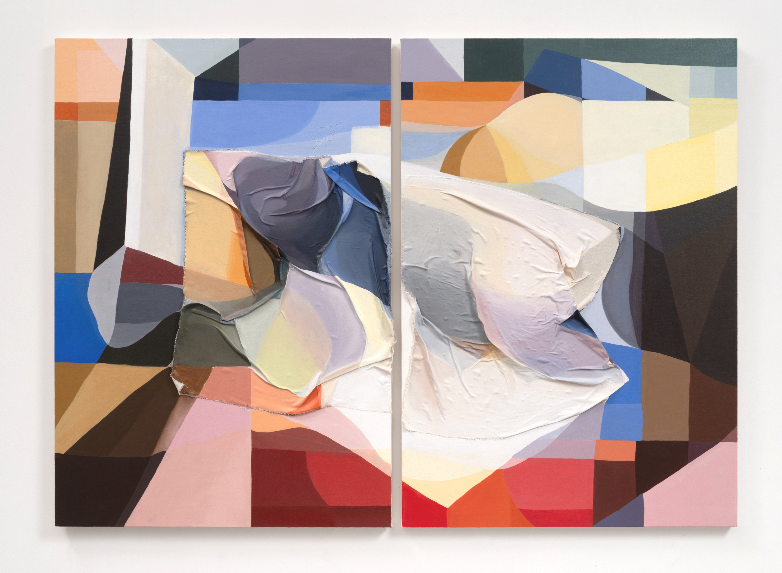 Shapeshifting, 2024, 48 x 67 in, Acrylic and muslin on canvas