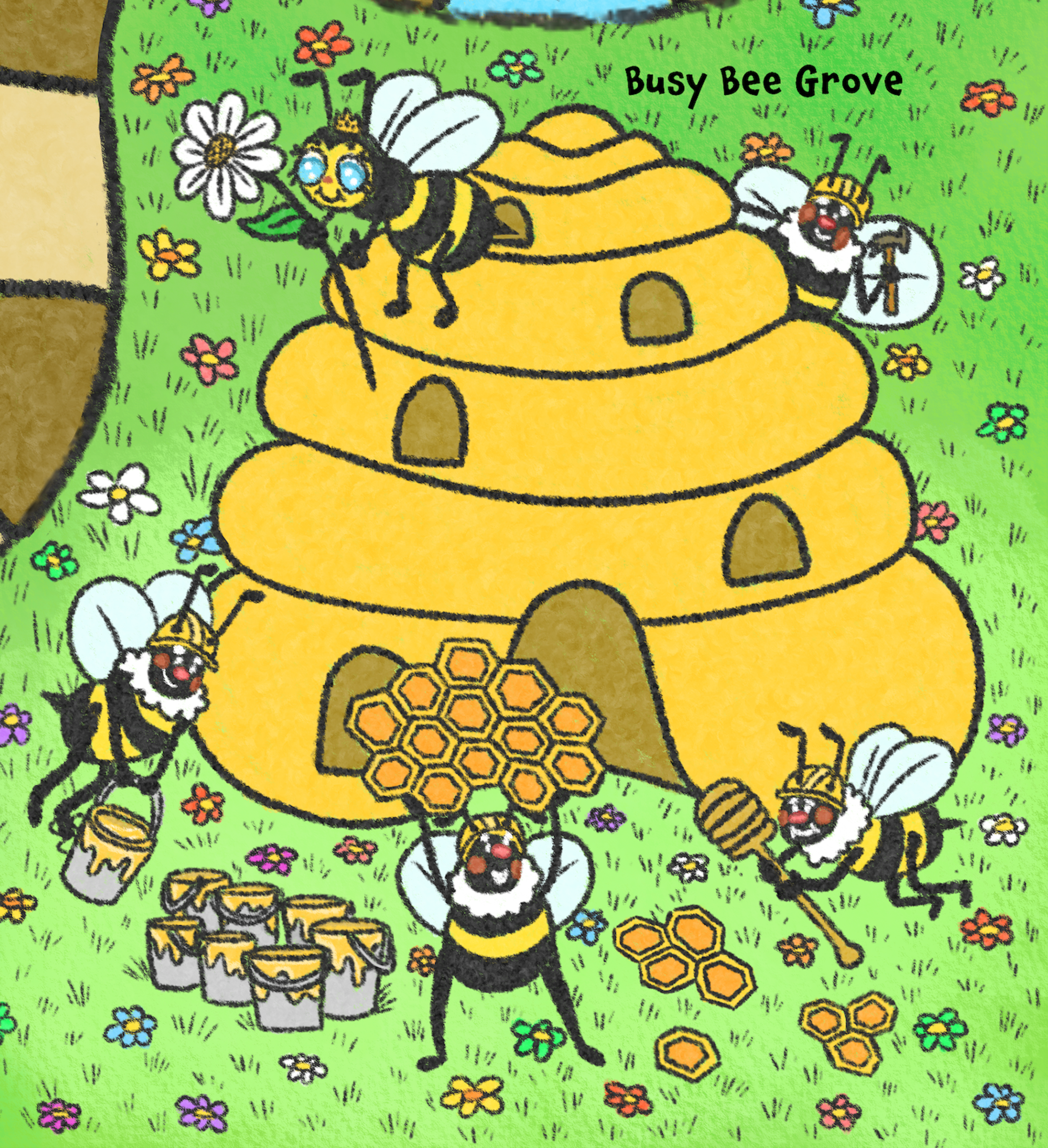 location closeup of Busy Bee Grove on Adventure to Froggyland Game Board2023