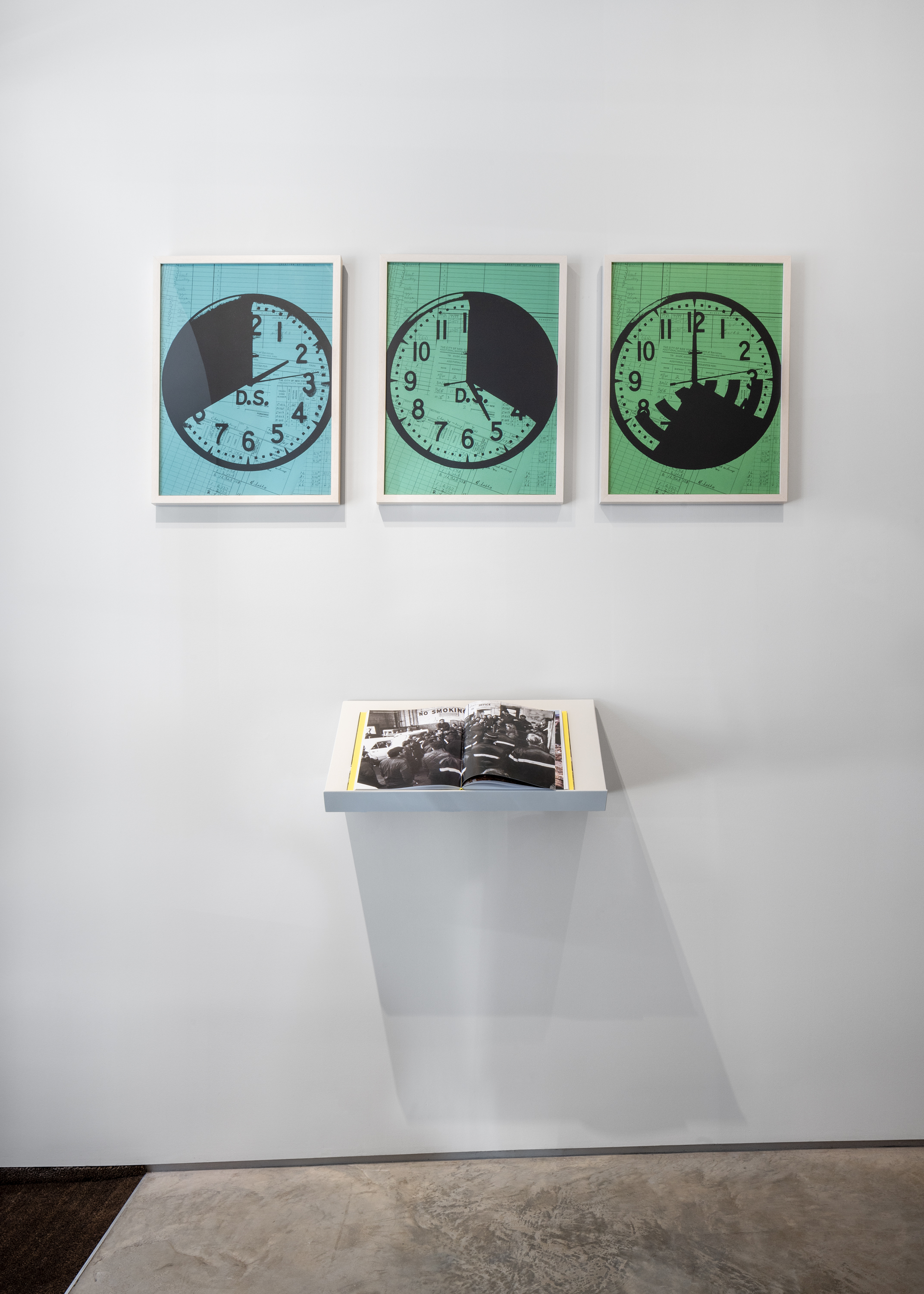 Above: Mierle Laderman Ukeles, &ldquo;One Year&rsquo;s Worktime II&rdquo;, 1984 - 2016, Set of 3 silk screen prints, 25 x 19 1/4 inches. Below: Patricia C. Phillips with Tom Finklepearl, Larissa Harris and Lucy R. Lippard, &ldquo;Mierle Laderman Ukeles - Maintenance Art&rdquo;, 2016, Published by Queens Museum, Delmonico Books / Prestel. Image by Rafael Gamo.