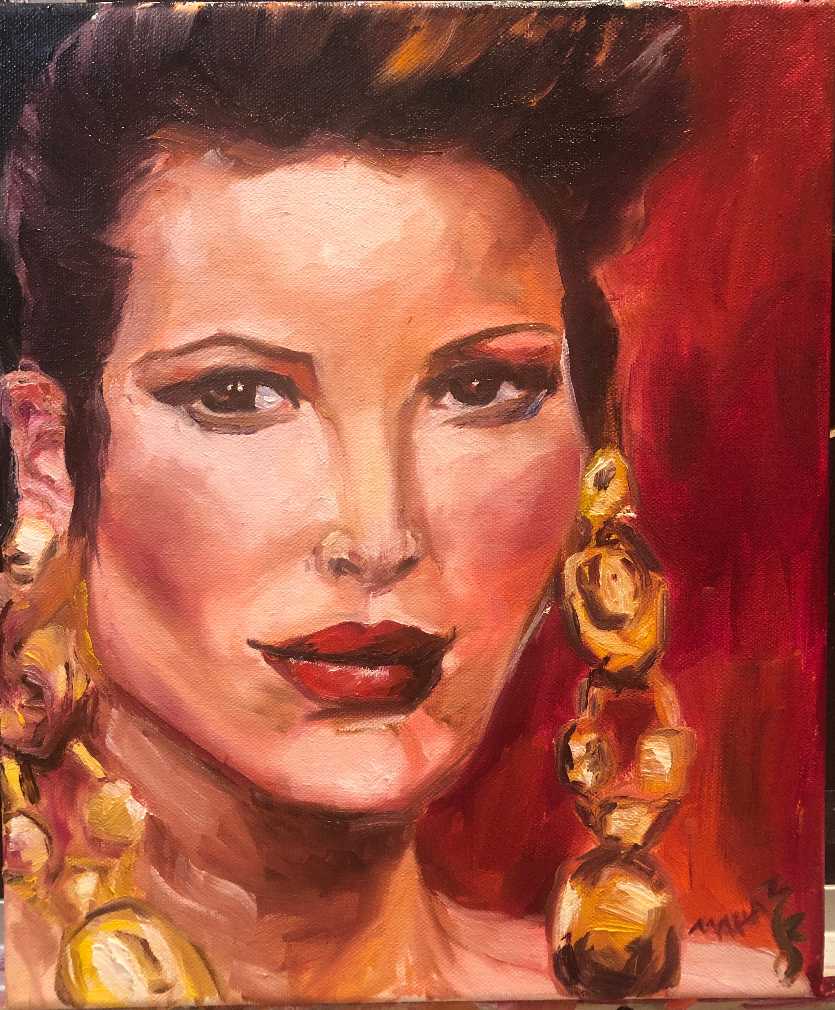 'Giant Earrings'  Oil on 12x10” canvas