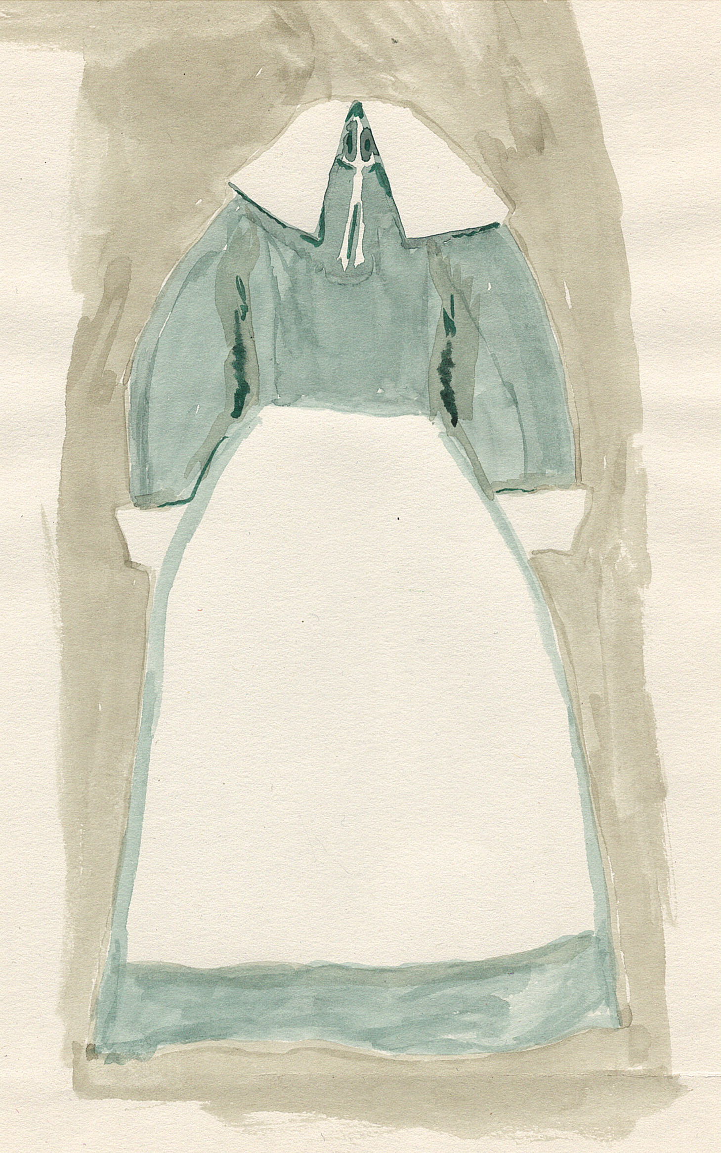 colonial dress in watercolor
