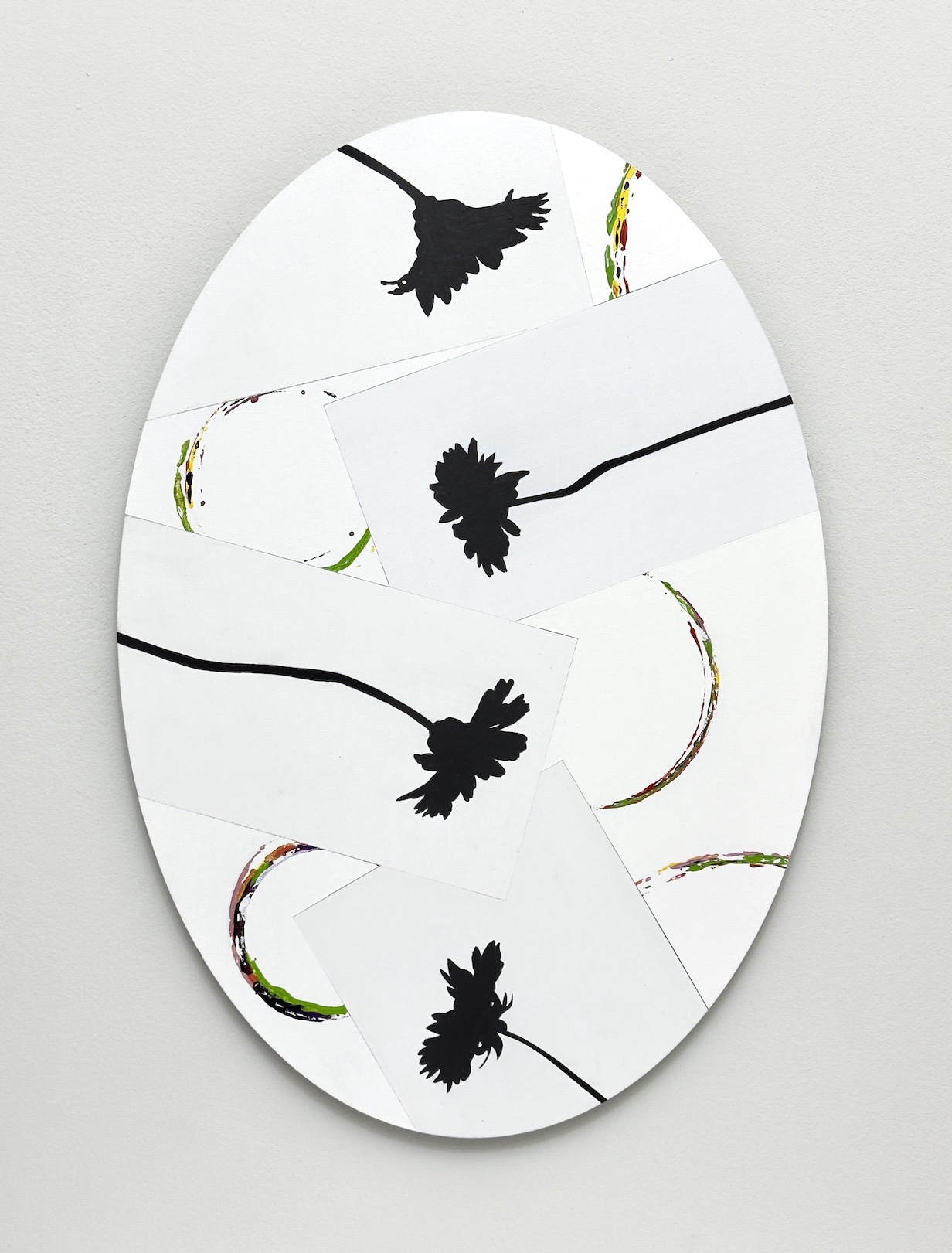 &lsquo;Studio life, or Another story about constructing and correcting&rsquo;, 2025, acrylic on aluminium, 44.5 x 31 cm. 