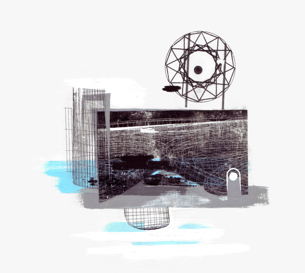 AUSBLICK  ·  mixed media on paper  ·  26 x 29 cm  