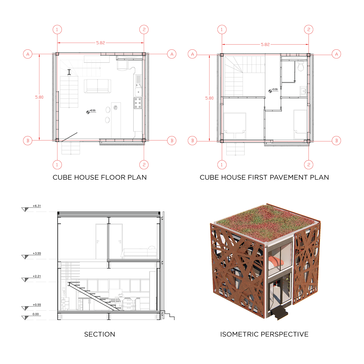 Cube House Drawings